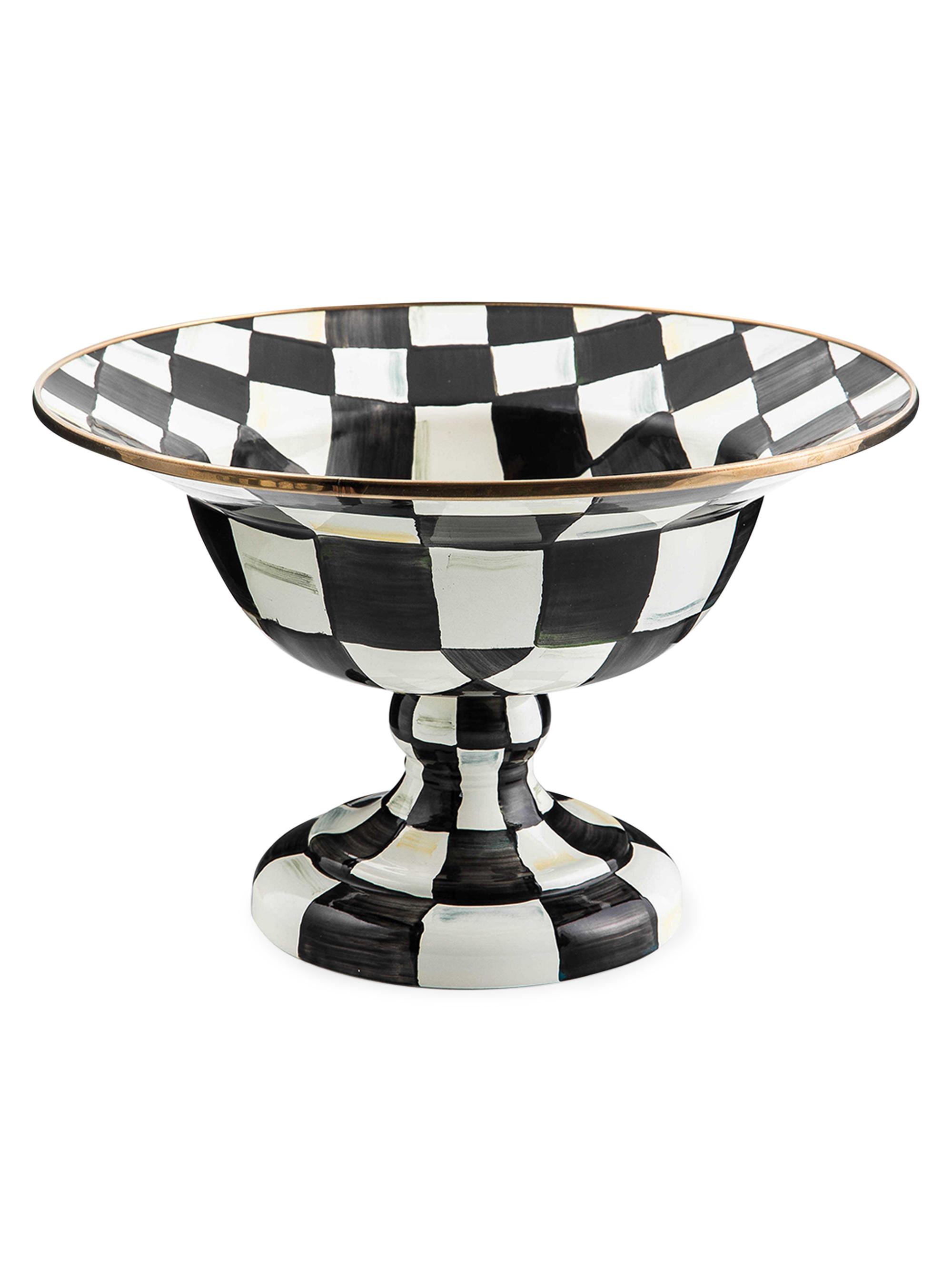 MacKenzie-Childs Large Courtly Check Compote Bowl
