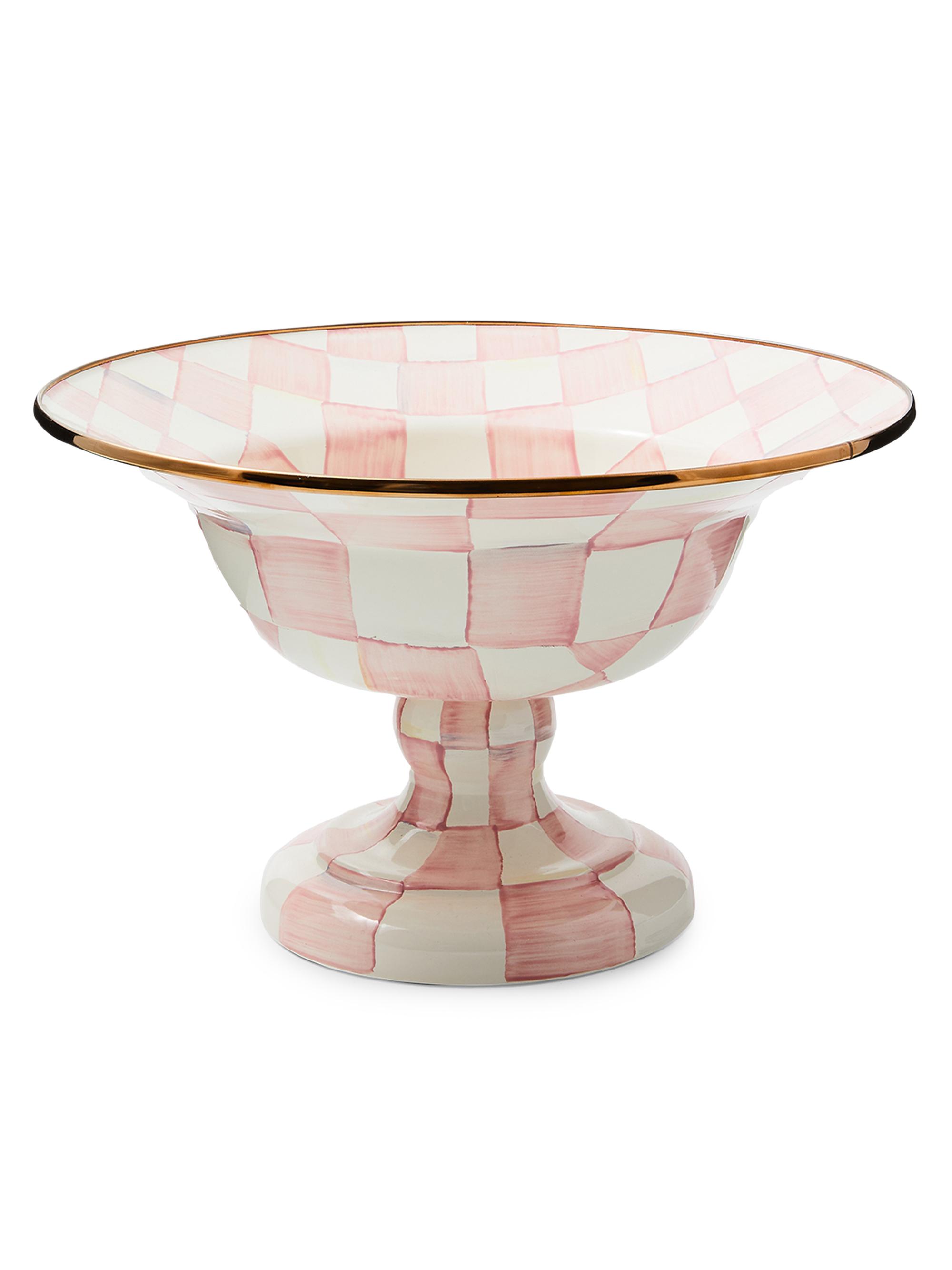 MacKenzie-Childs Large Rosy Check Compote Bowl