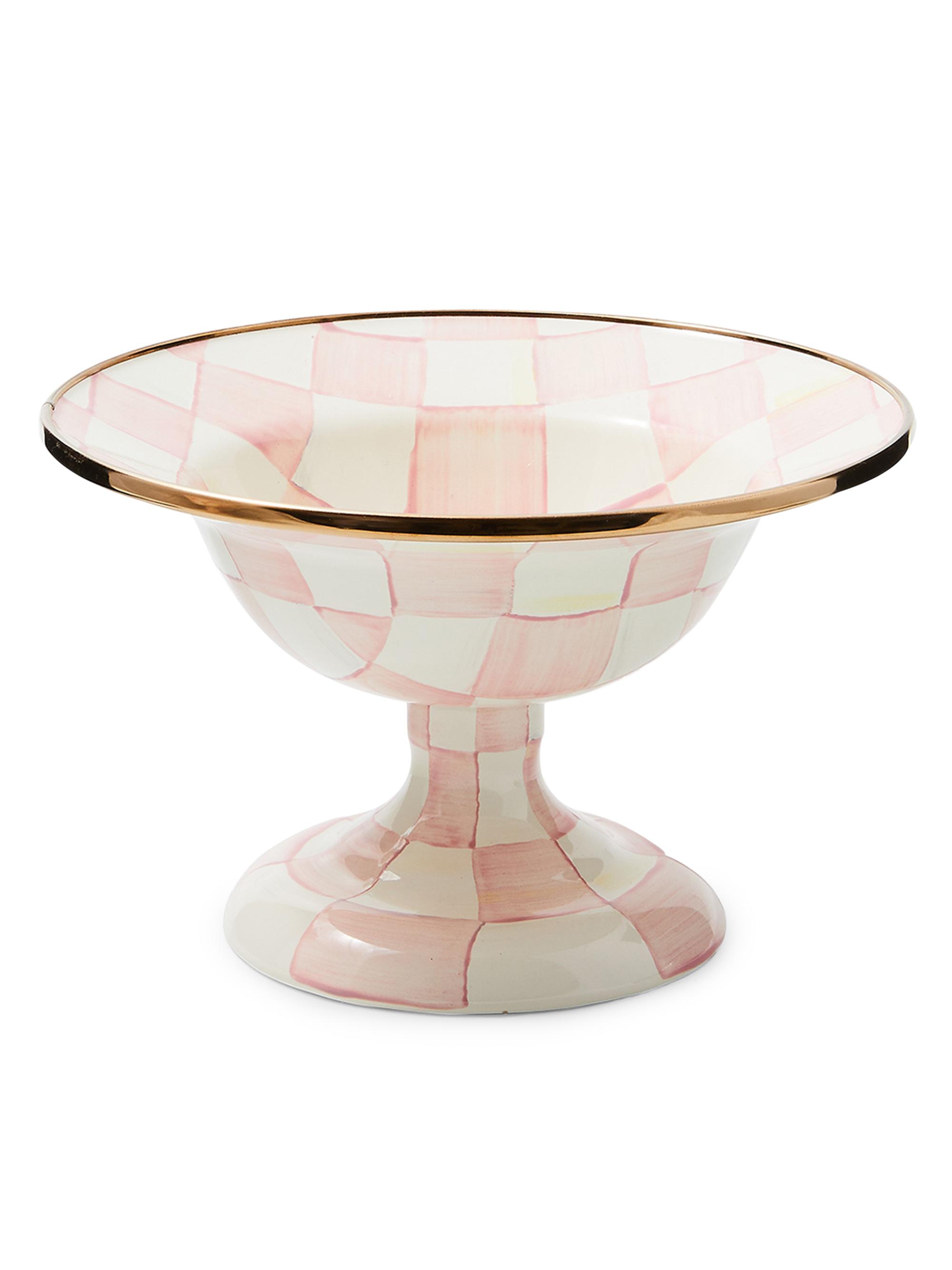 MacKenzie-Childs Small Rosy Check Compote Bowl