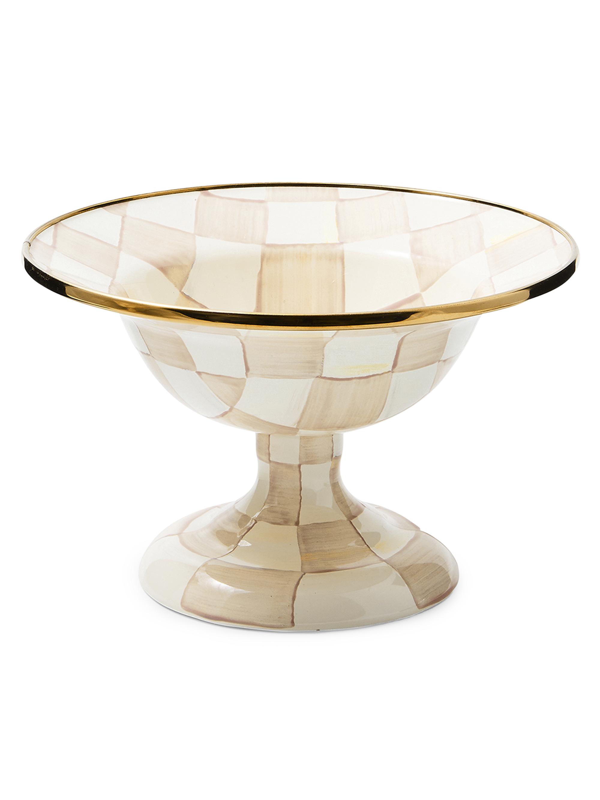 MacKenzie-Childs Mocha Check Small Compote Bowl