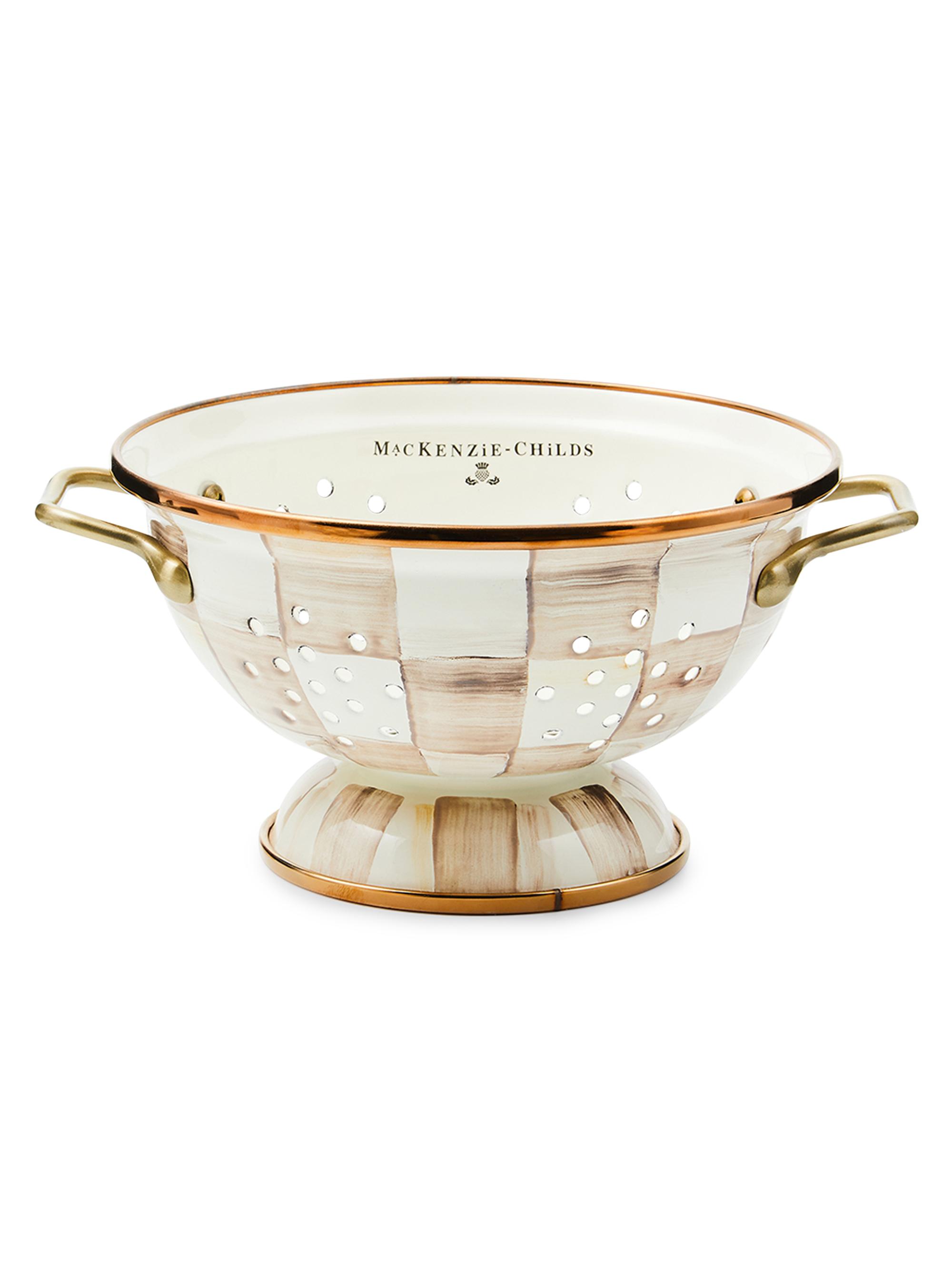 MacKenzie-Childs Mocha Check Small Colander