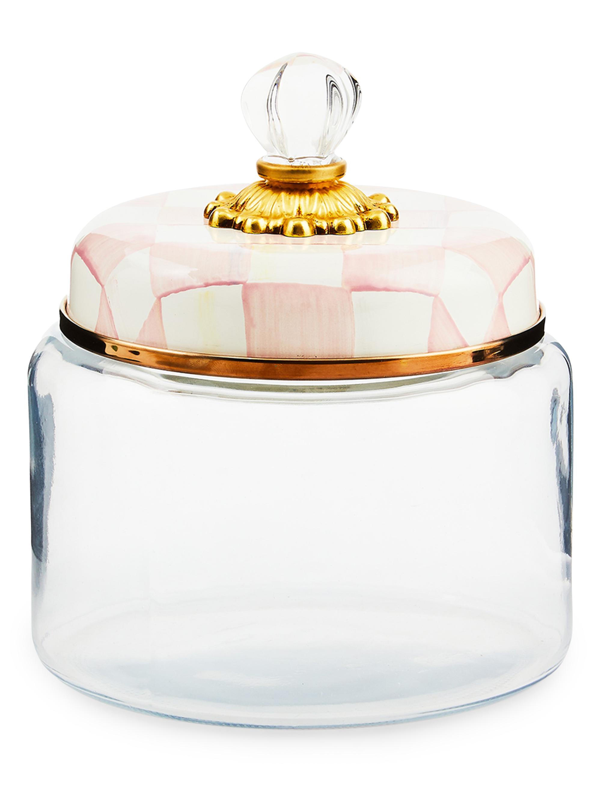 MacKenzie-Childs Small Rosy Check Glass Kitchen Canister