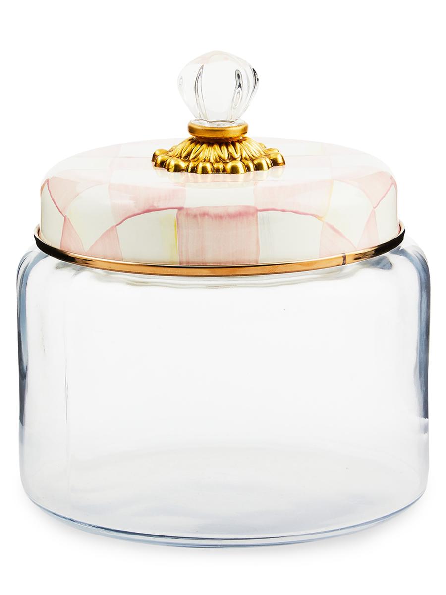 MacKenzie-Childs Medium Rosy Check Glass Kitchen Canister | Saks Fifth Avenue