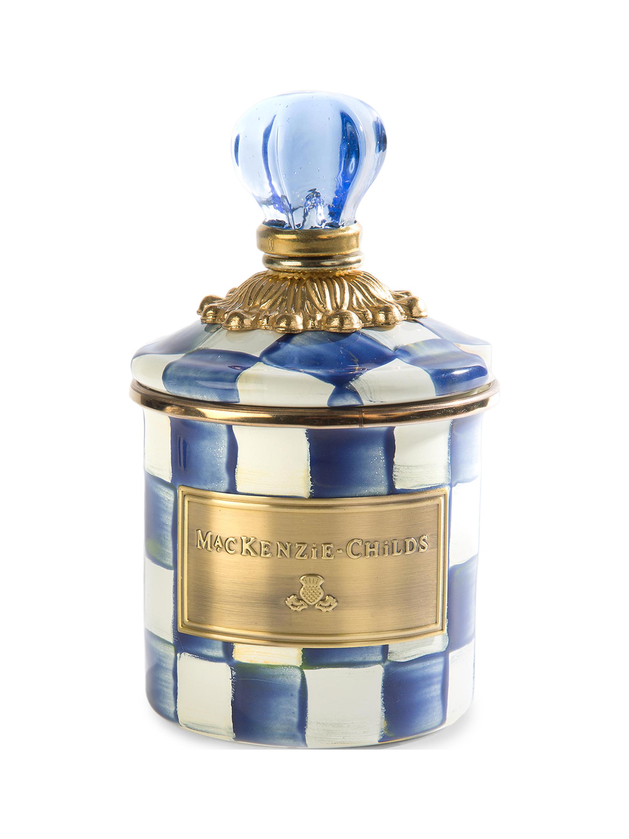 MacKenzie-Childs Mini Royal Check Enamel Canister - Blue White