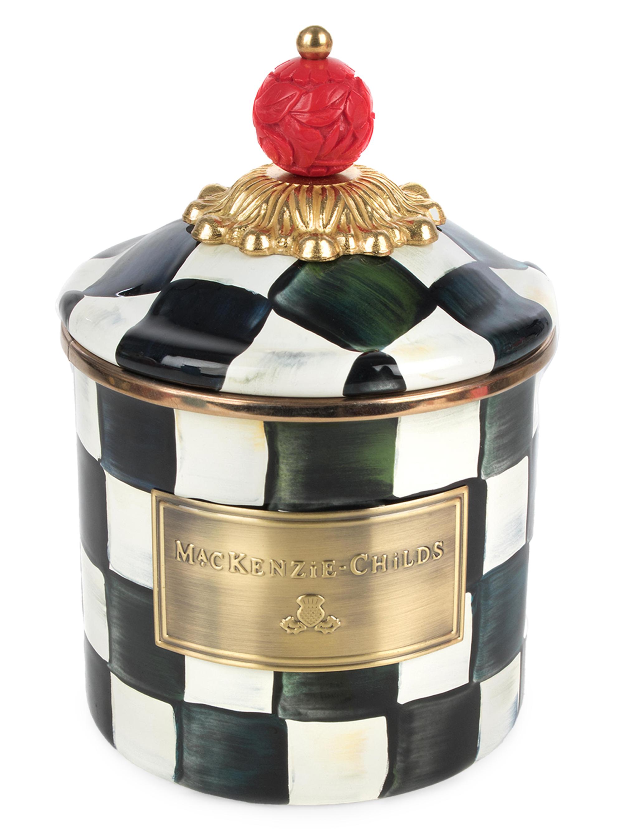 MacKenzie-Childs Courtly Check Enamel Demi Canister - Black White