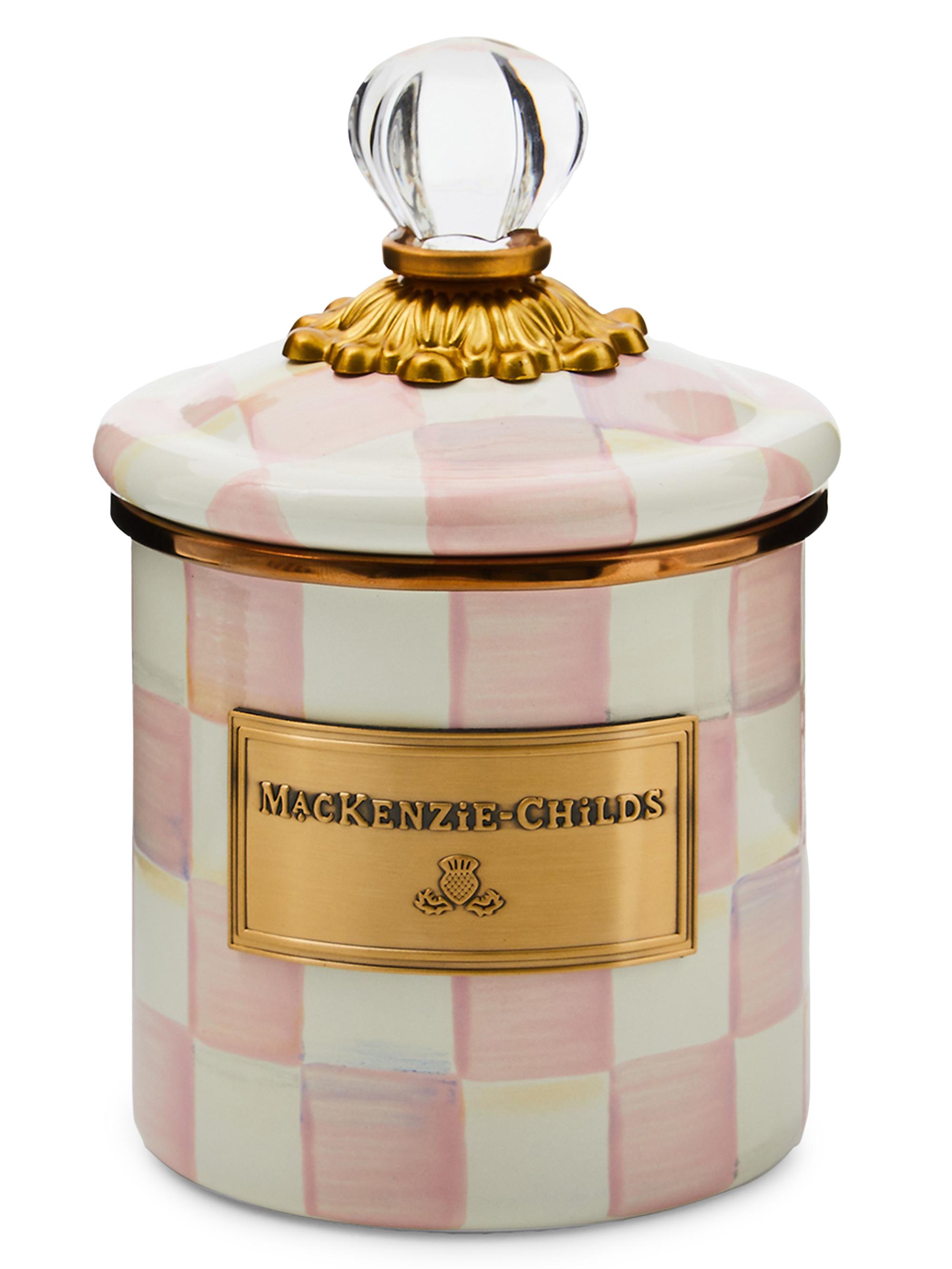 MacKenzie-Childs Rosy Check Enamel Demi Canister