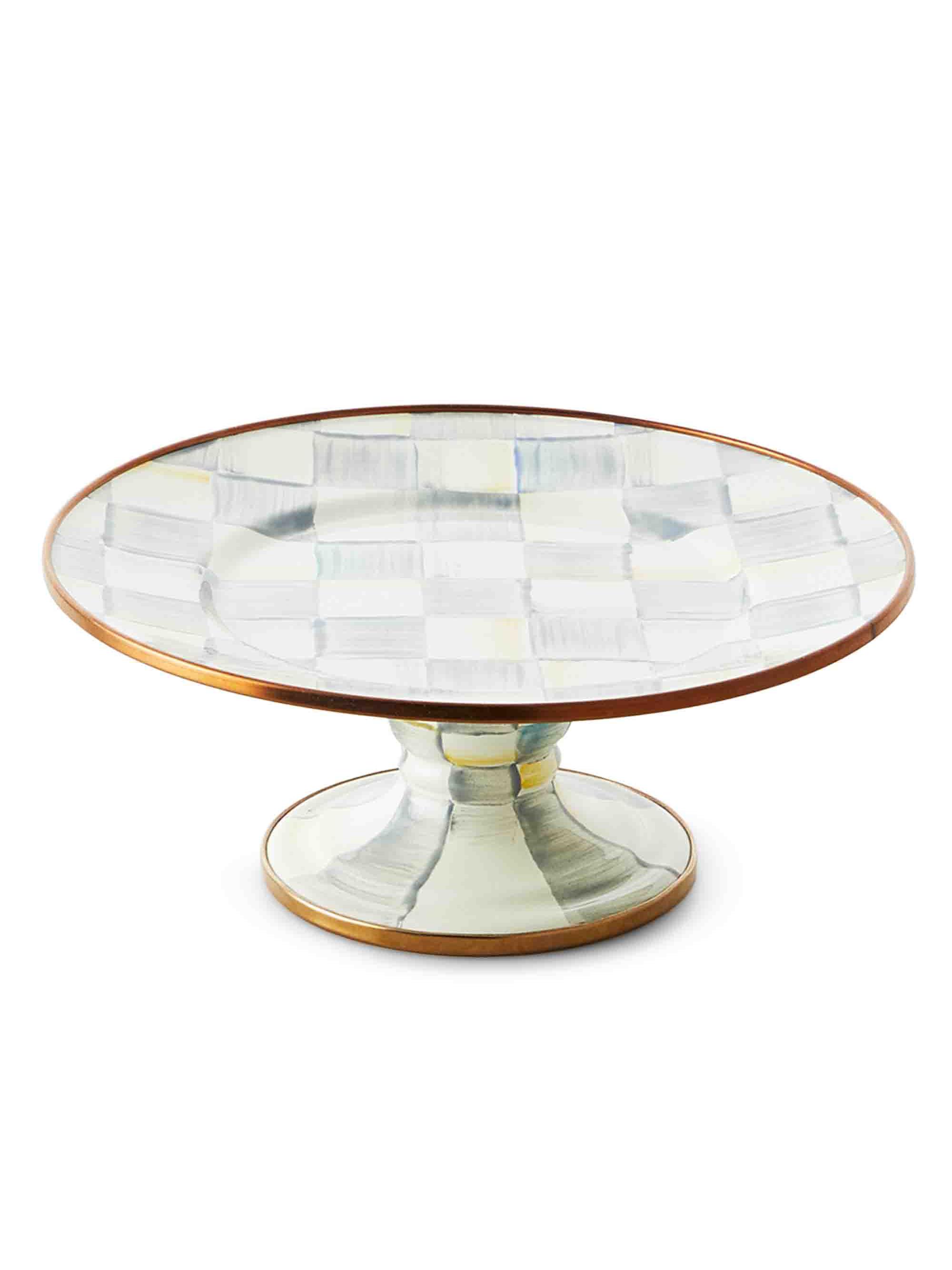 MacKenzie-Childs Sterling Check Enamel Mini Pedestal Platter