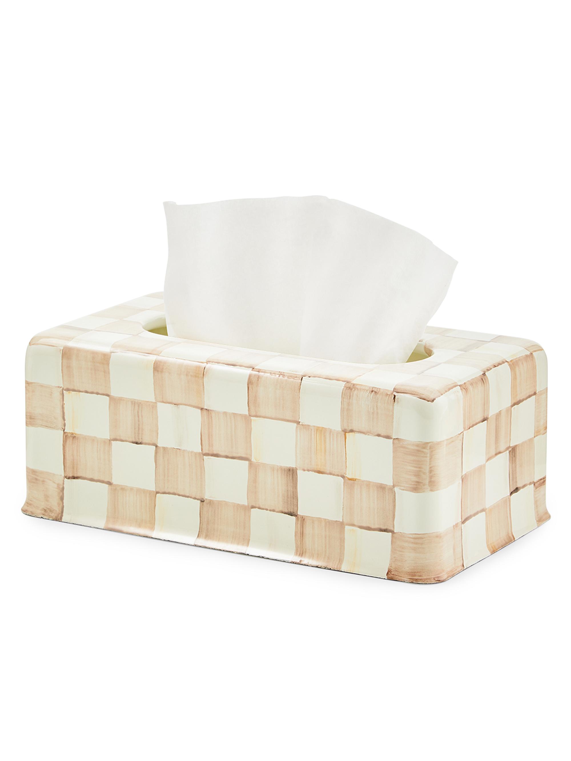 MacKenzie-Childs Mocha Check Standard Tissue Box Cover