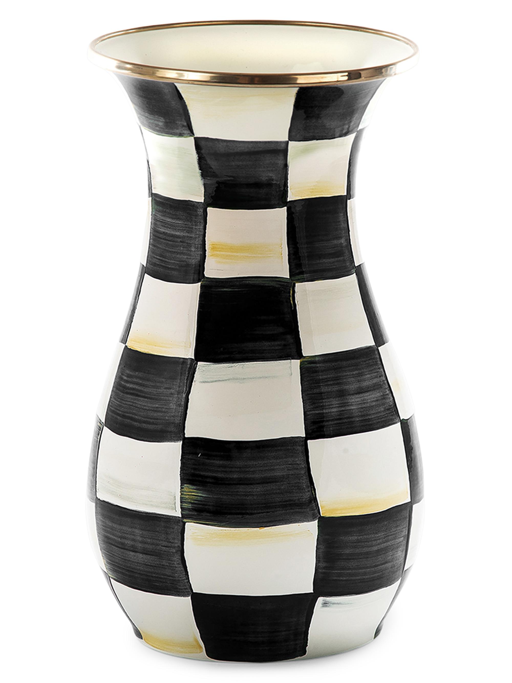MacKenzie-Childs Tall Courtly Check Enamel Vase