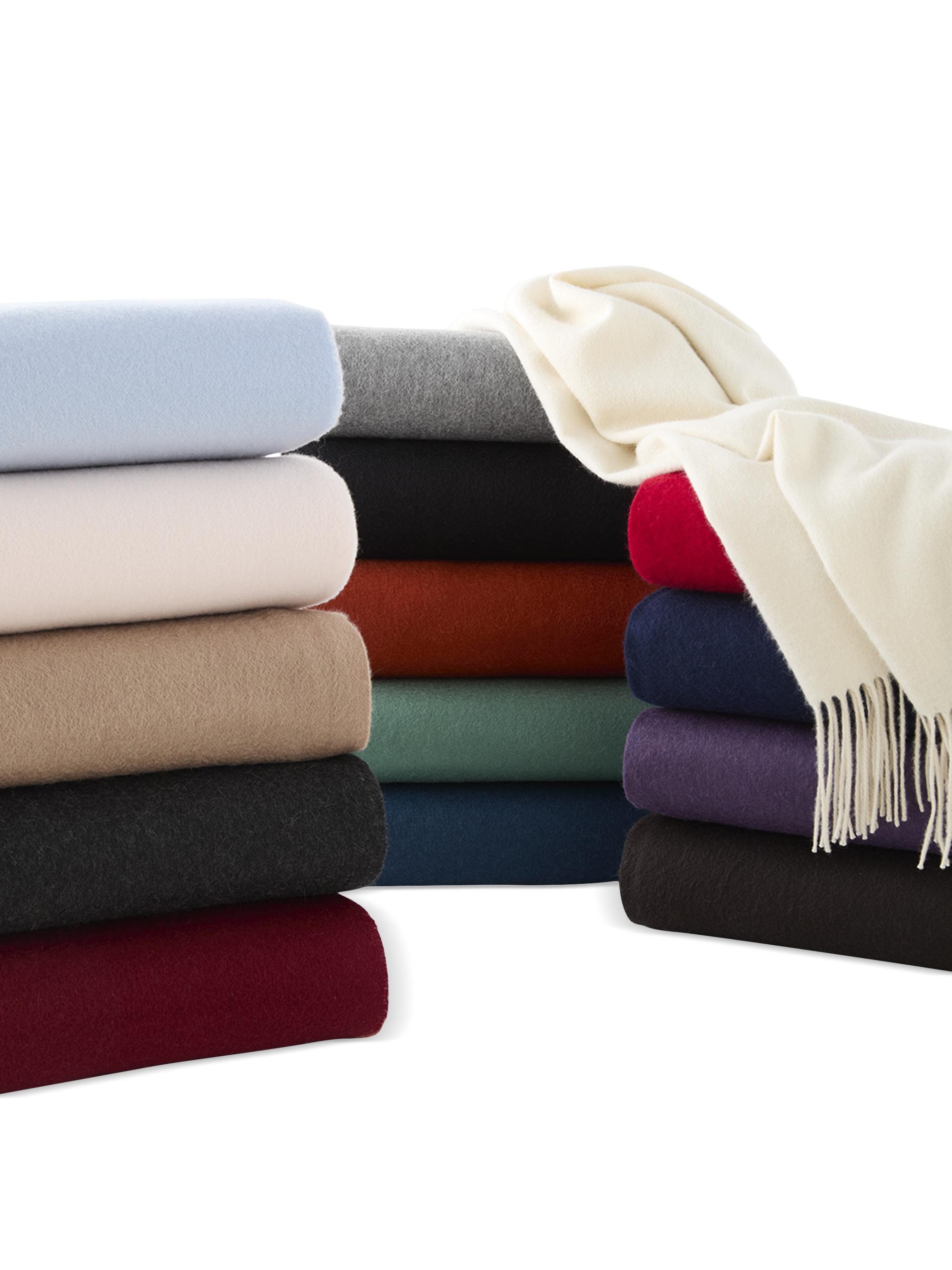 Sofia Cashmere Fringed Cashmere Throw Blanket - Hunter