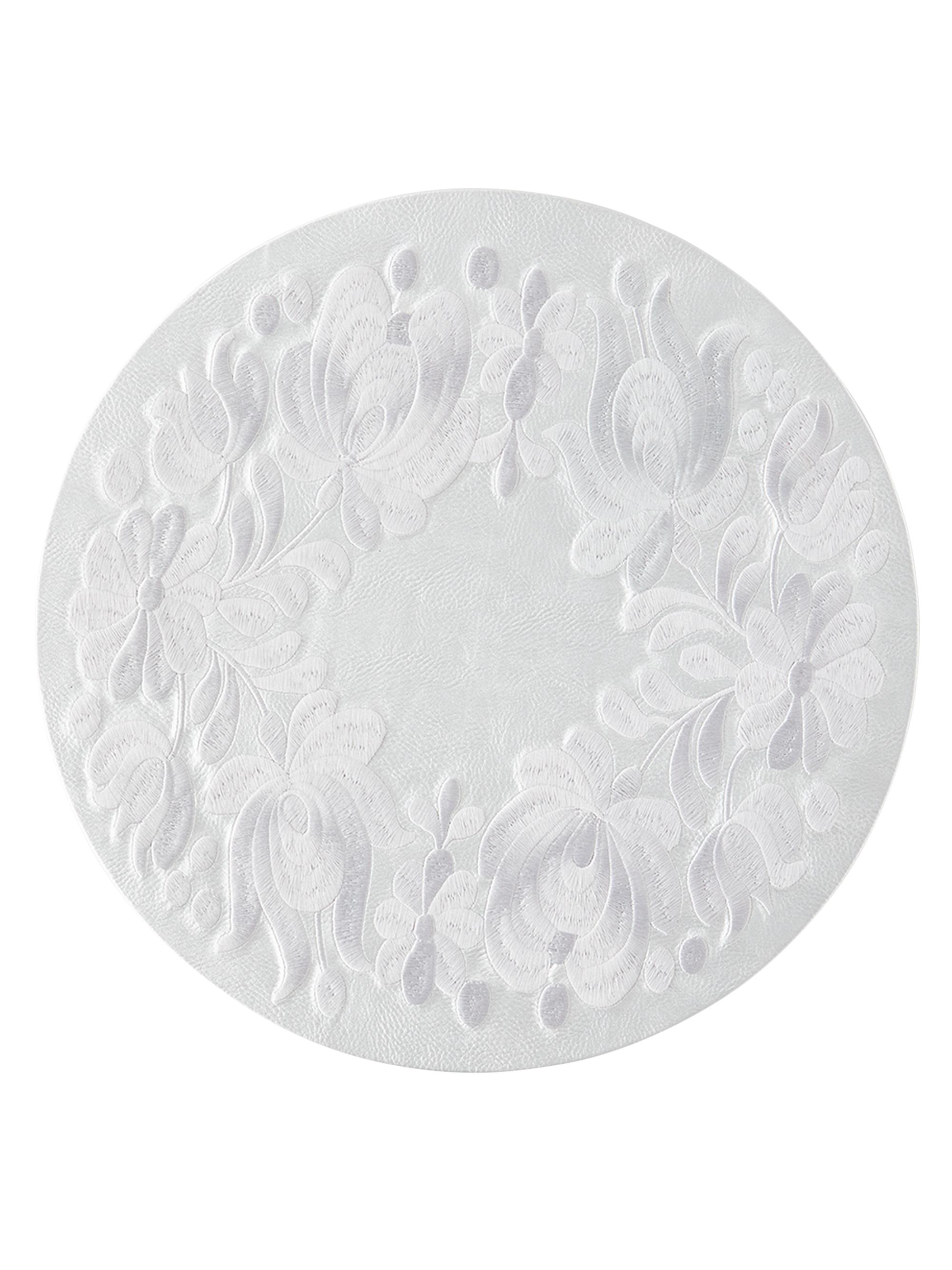 Nomi K Floral-Embroidered Faux-Leather Placemat - Silver