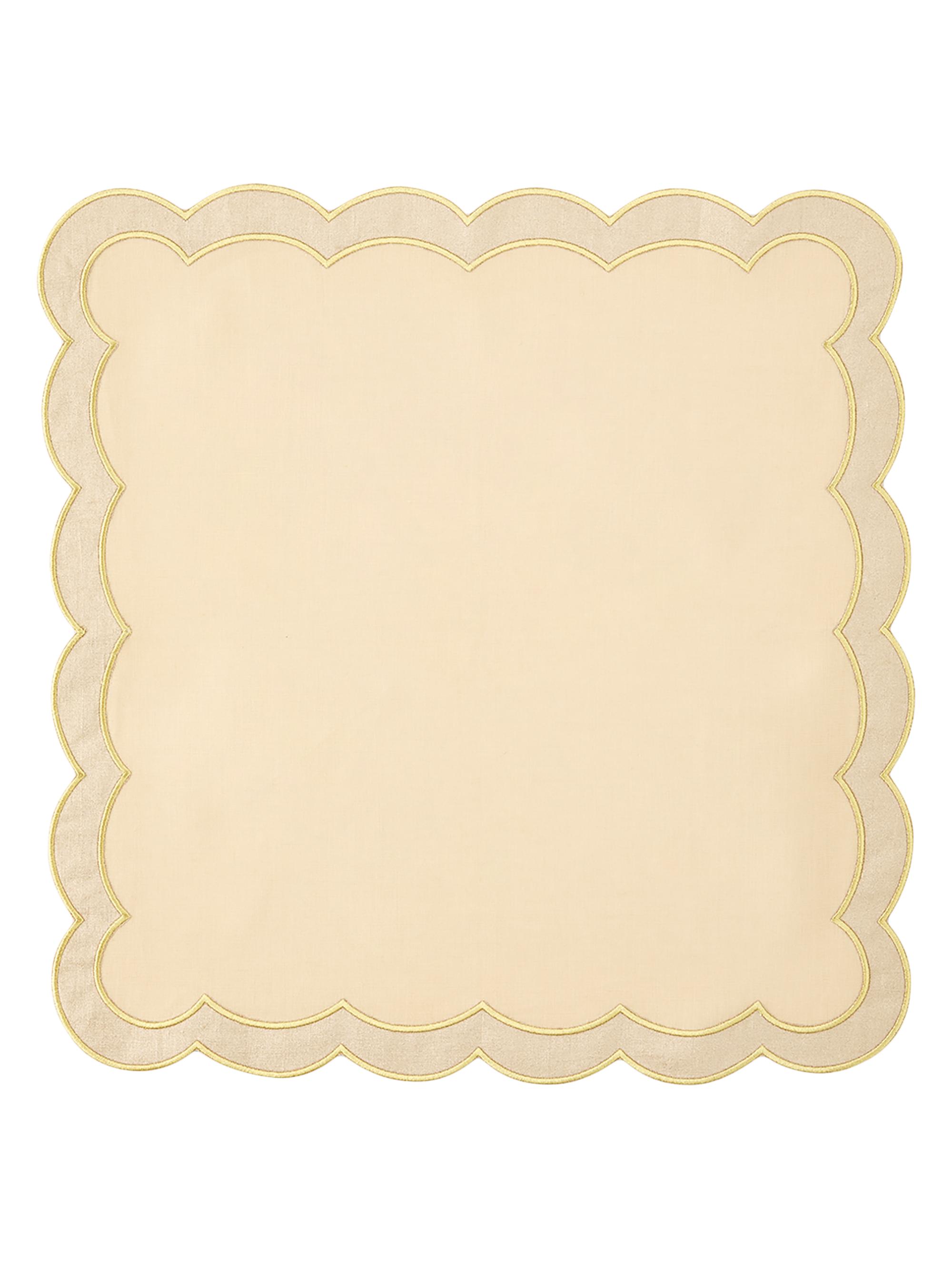 Nomi K Earth Reversible Scalloped Linen Napkin - Silver