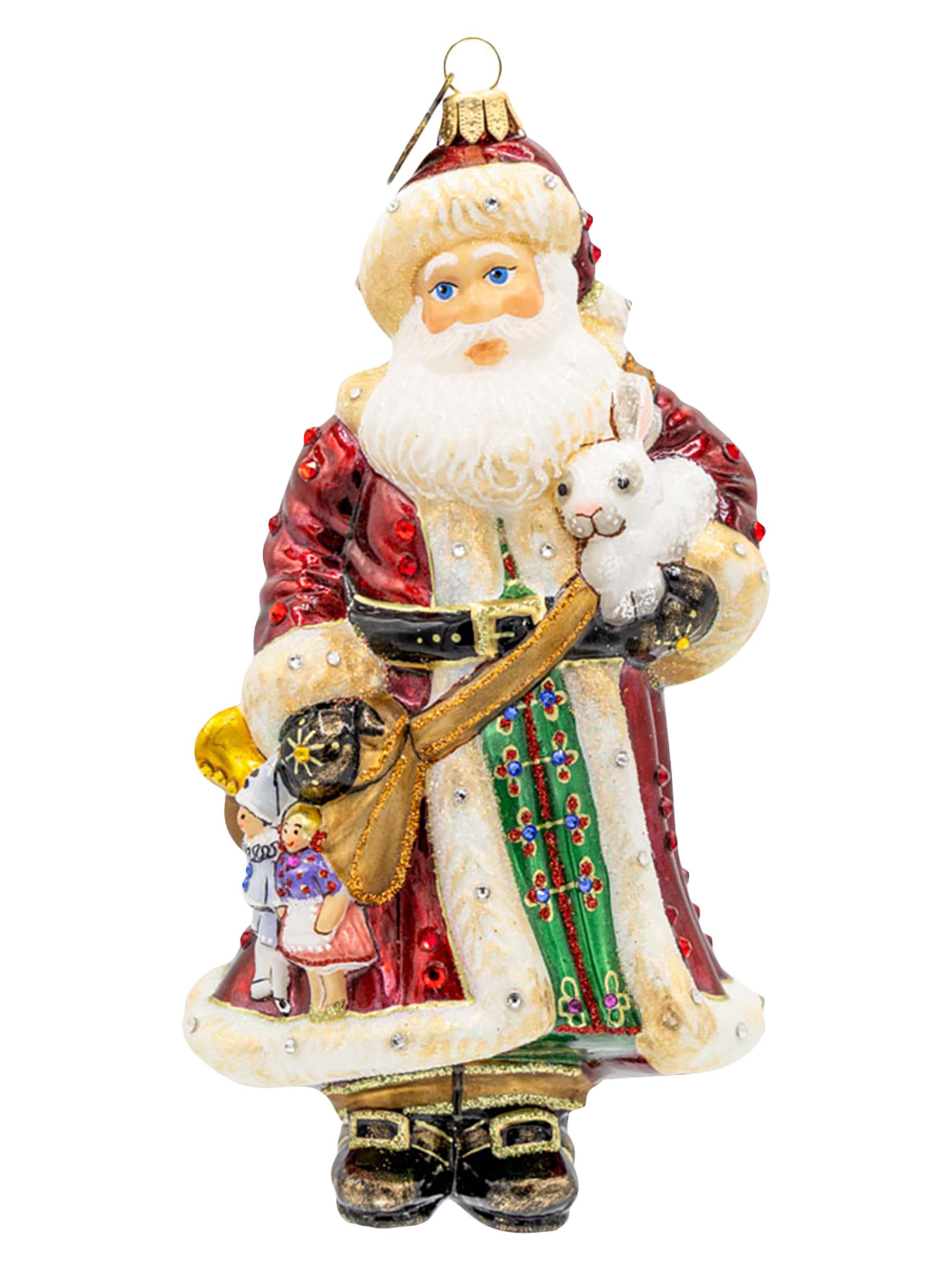 Jay Strongwater Santa's Arm Full Of Gifts Glass Ornament