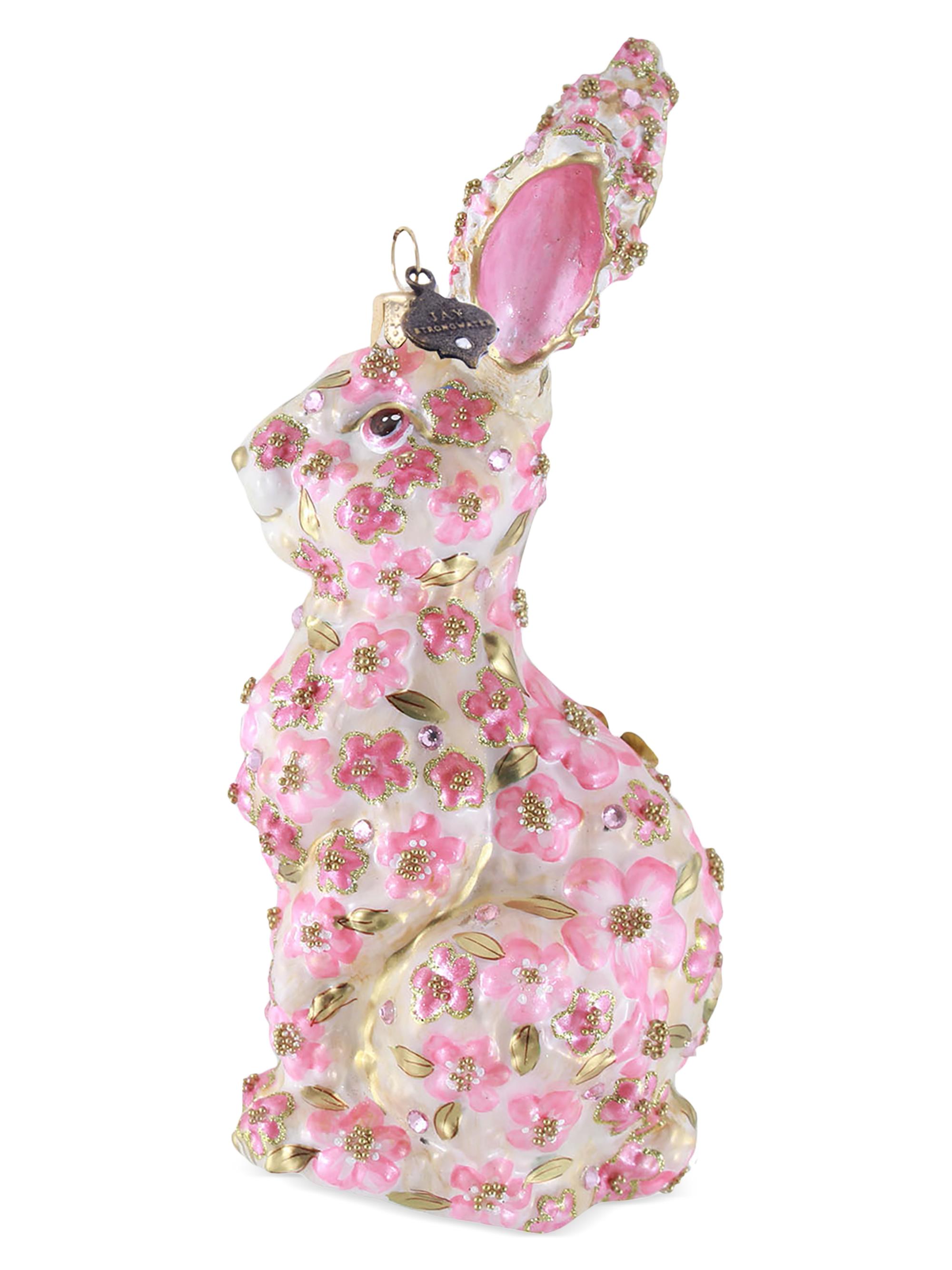 Jay Strongwater Pink Floral Hopper Christmas Ornament