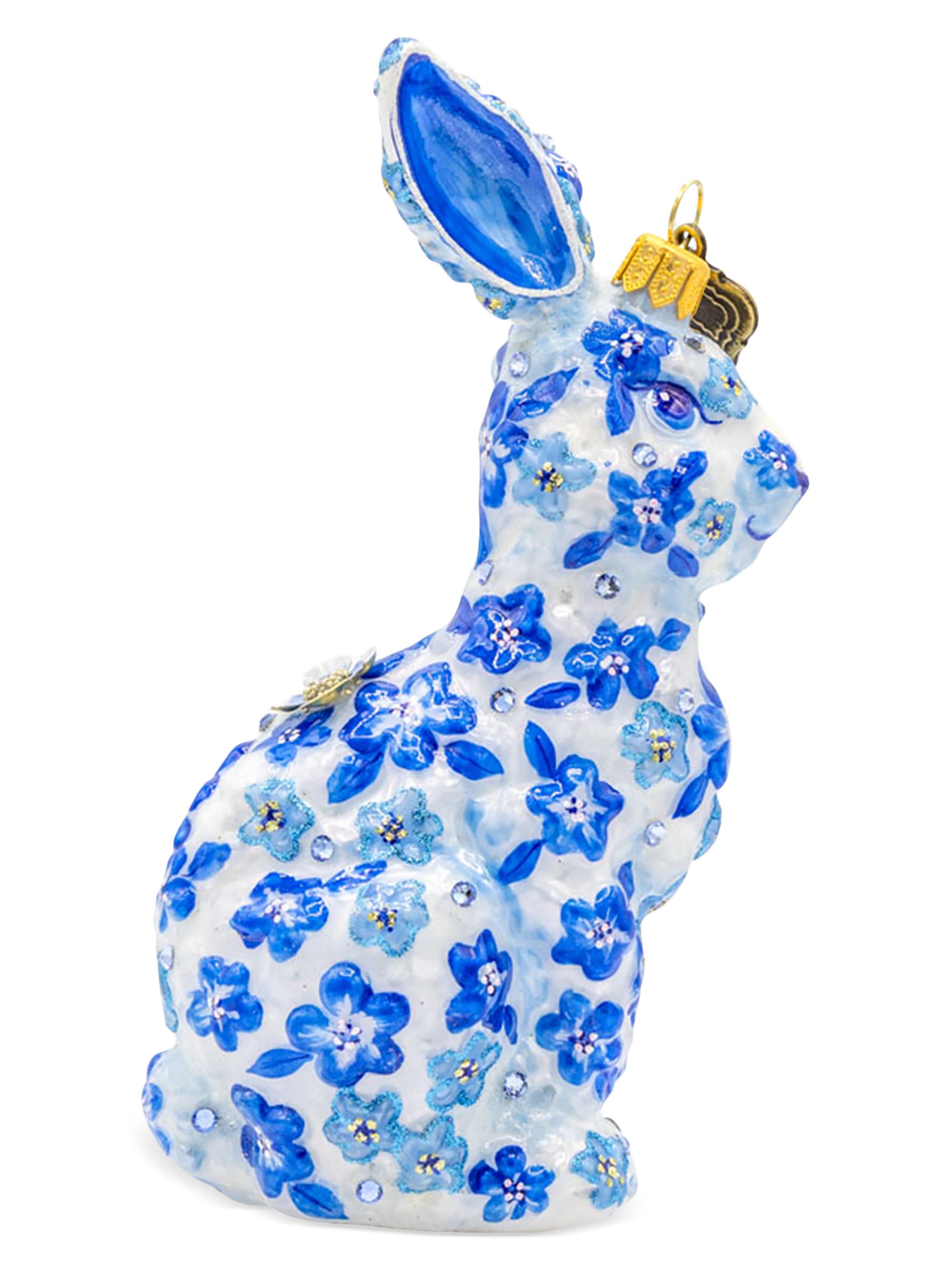 Jay Strongwater Blue Floral Hopper Christmas Ornament