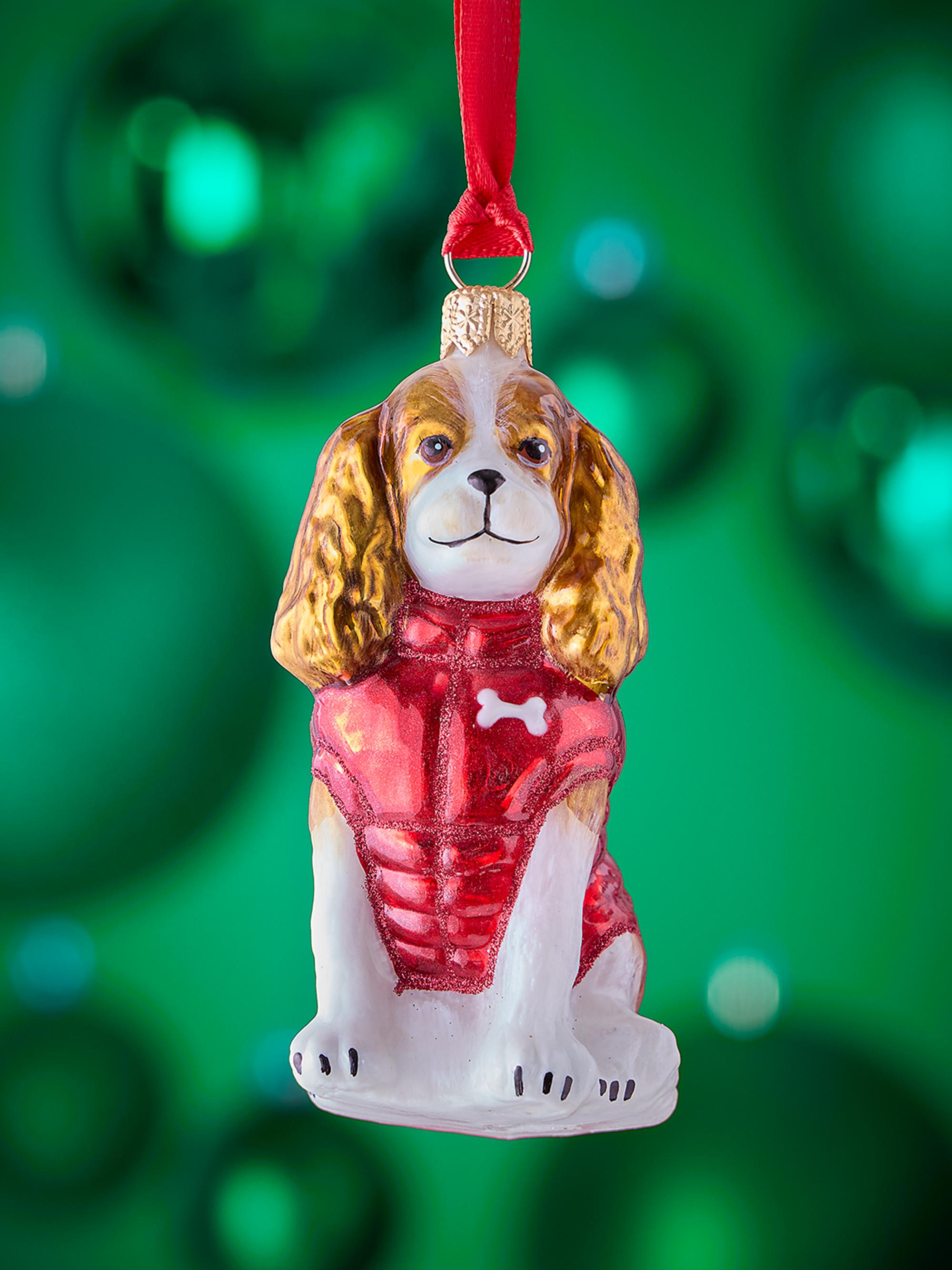 Joy To The World Cavalier King Blenheim in Puffer Coat Christmas Ornament