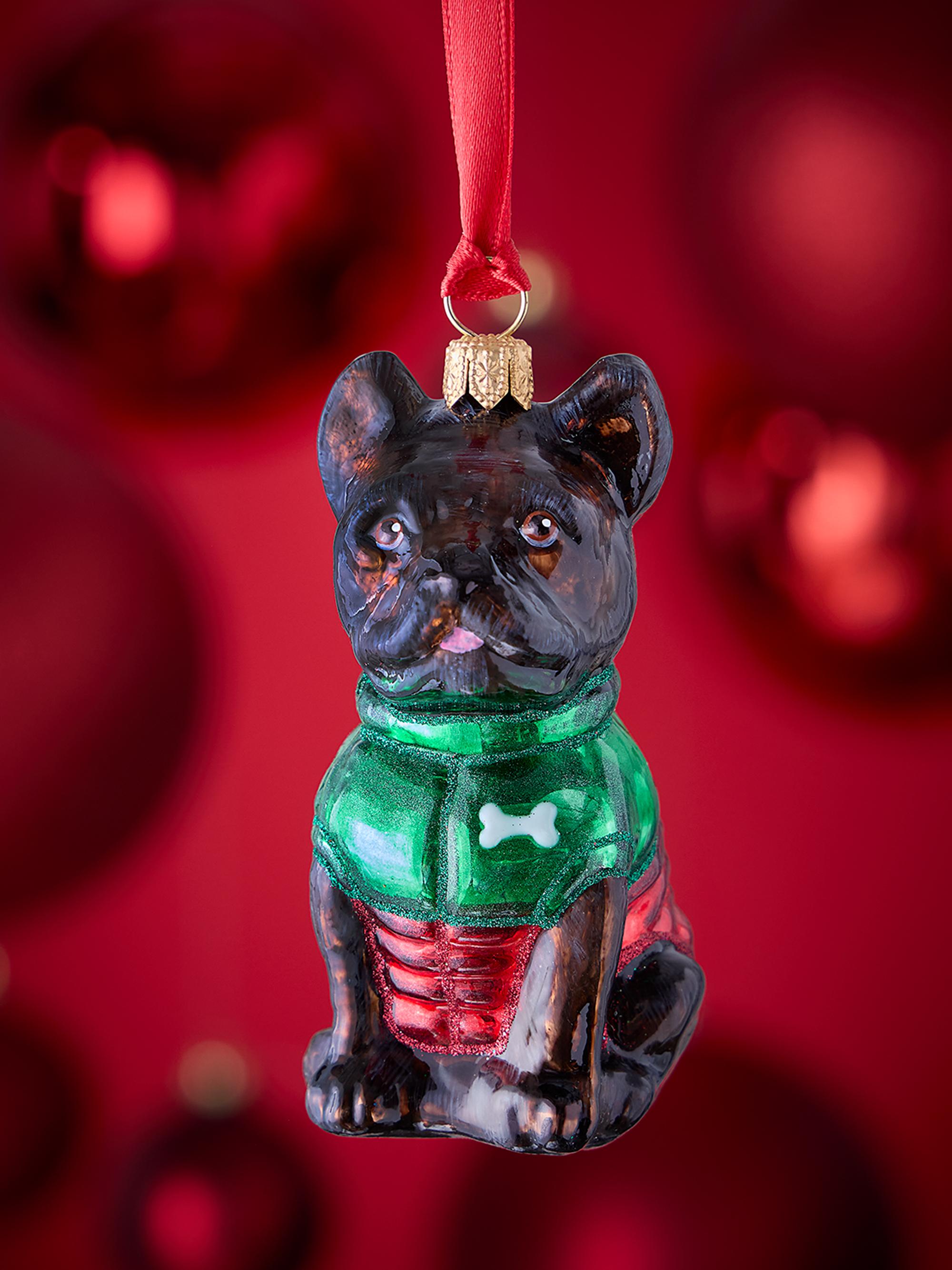 Joy To The World French Bulldog in Puffer Coat Christmas Ornament