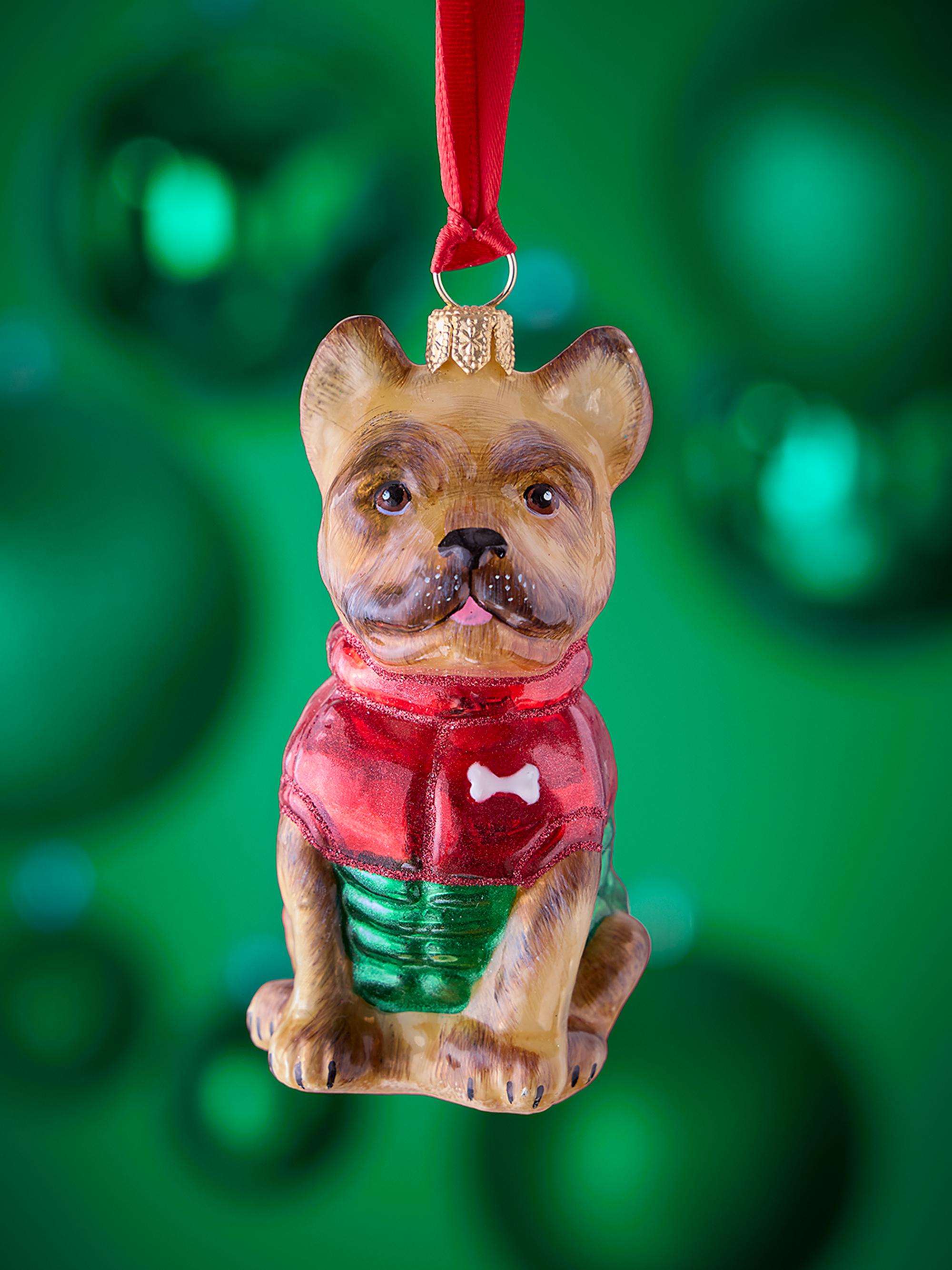Joy To The World French Bulldog Cream in Puffer Coat Christmas Ornament