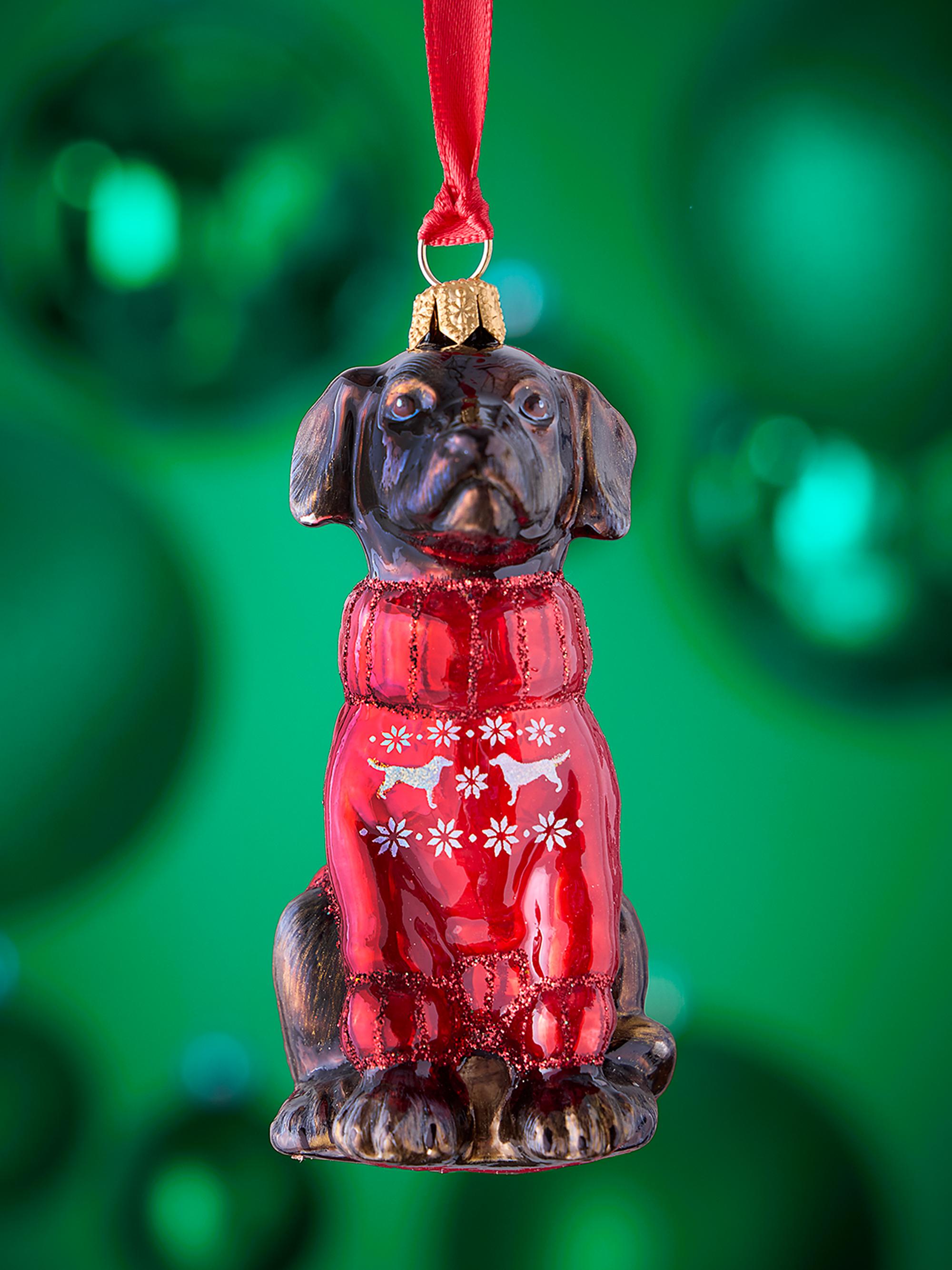 Joy To The World Chocolate Lab in Snowflake-Printed Nordic Sweater Christmas Ornament