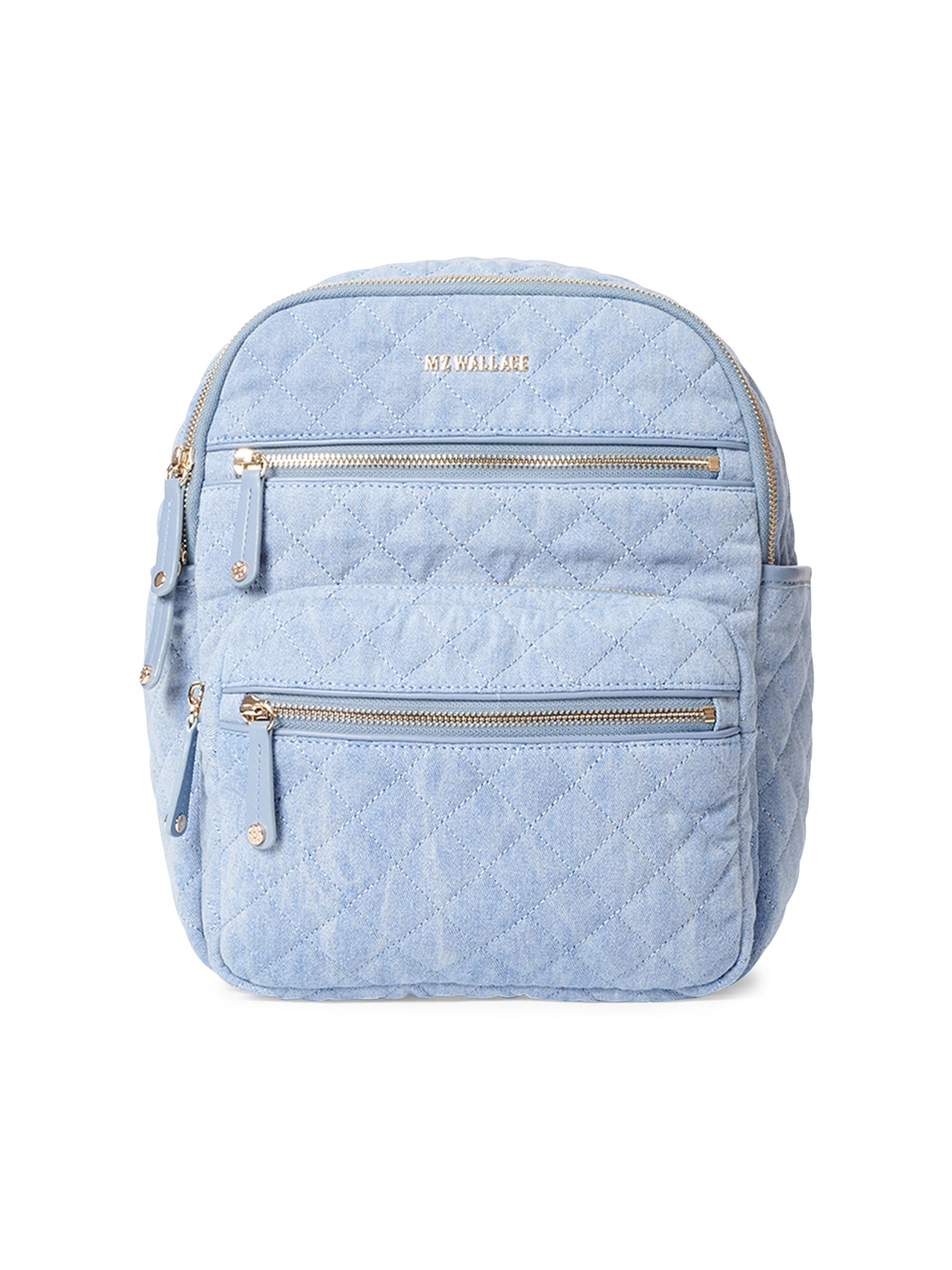 MZ Wallace Women's Small Crosby Quilted Denim Backpack - Blue