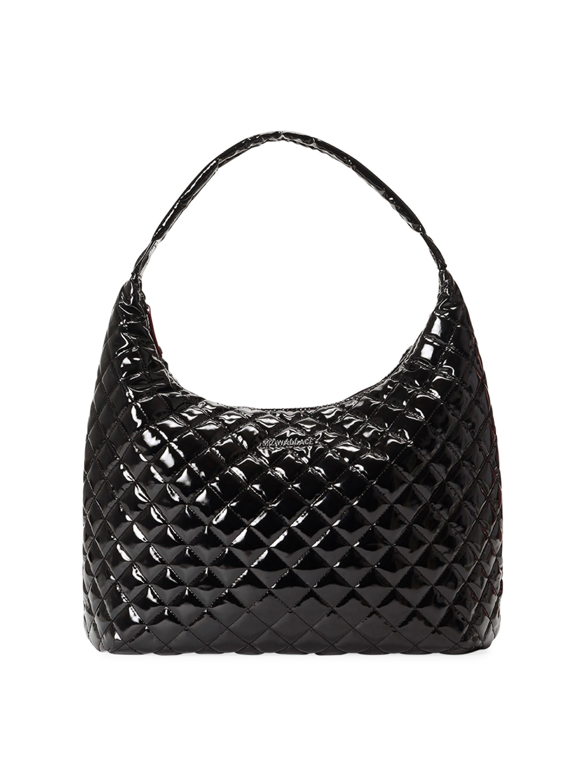 MZ Wallace Women's  Metro Deluxe Patent Leather Shoulder Bag - Black