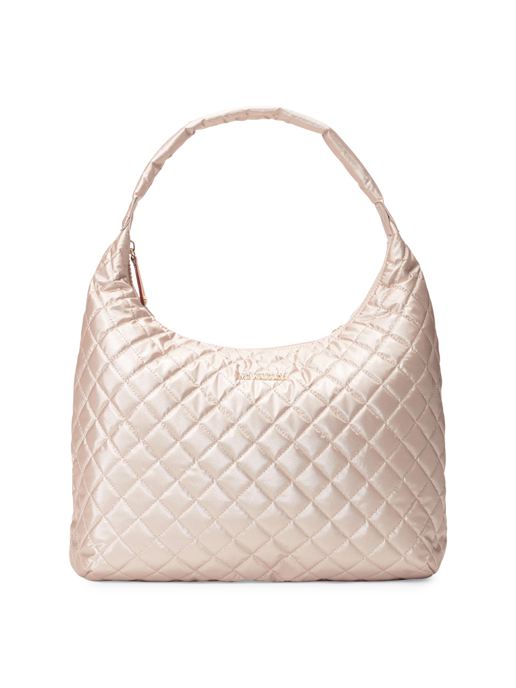 MZ Wallace Women's  Metro Quilted Nylon Shoulder Bag - Pink Metallic