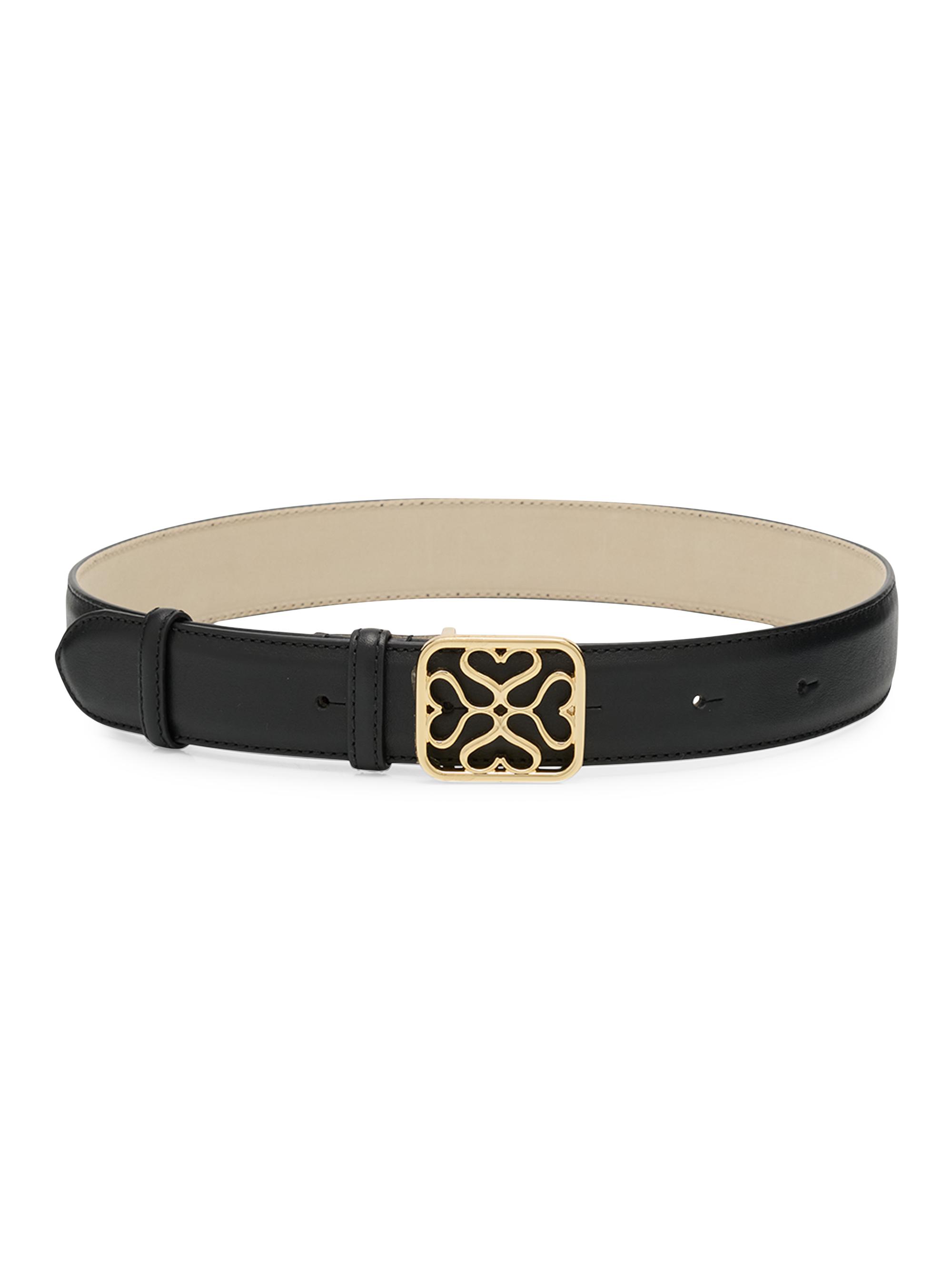 Strathberry Women's Monogram Leather-Blend Wide Belt - Black