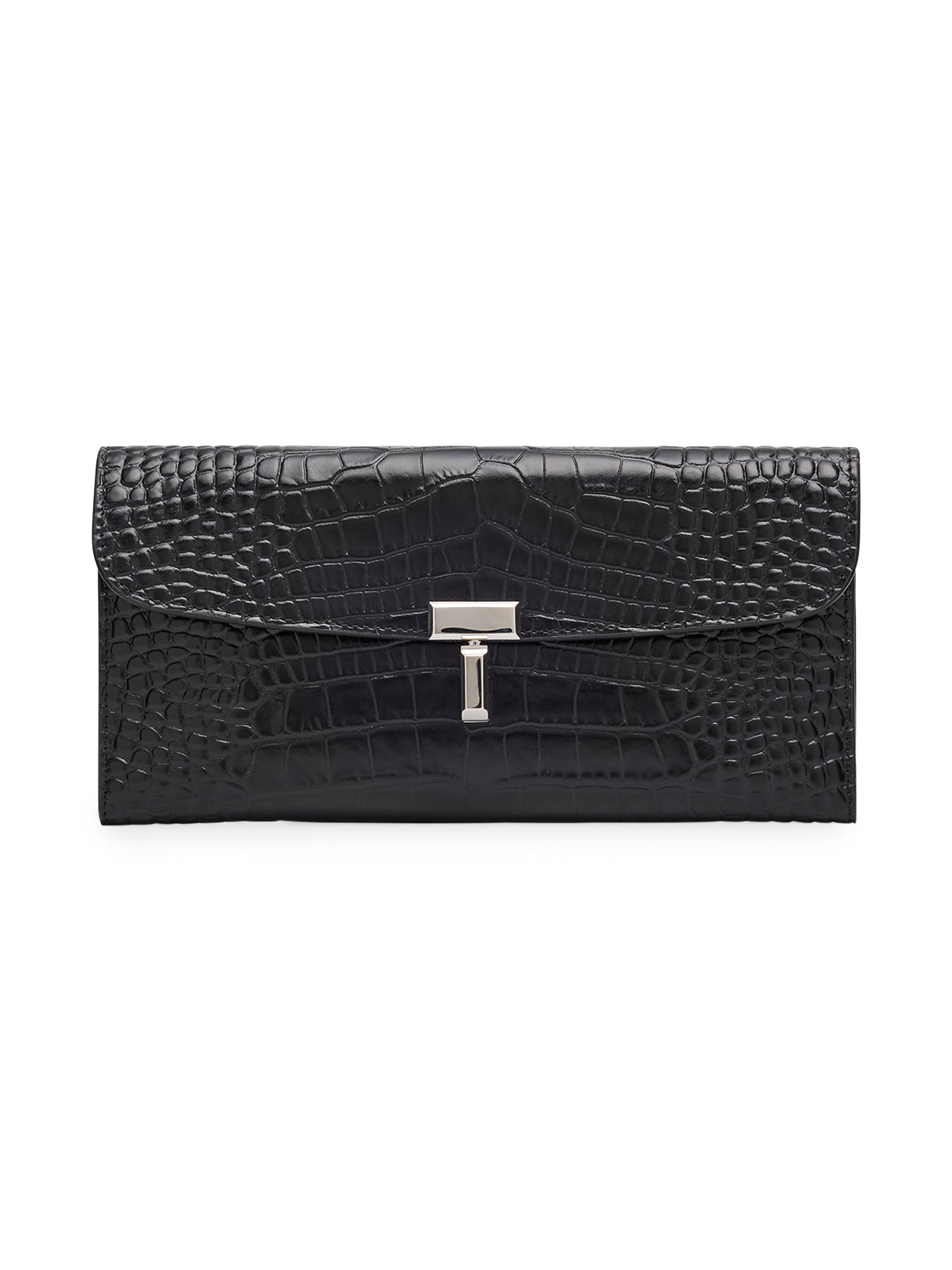 Toteme Women's Croc-Embossed Leather Wallet - Black