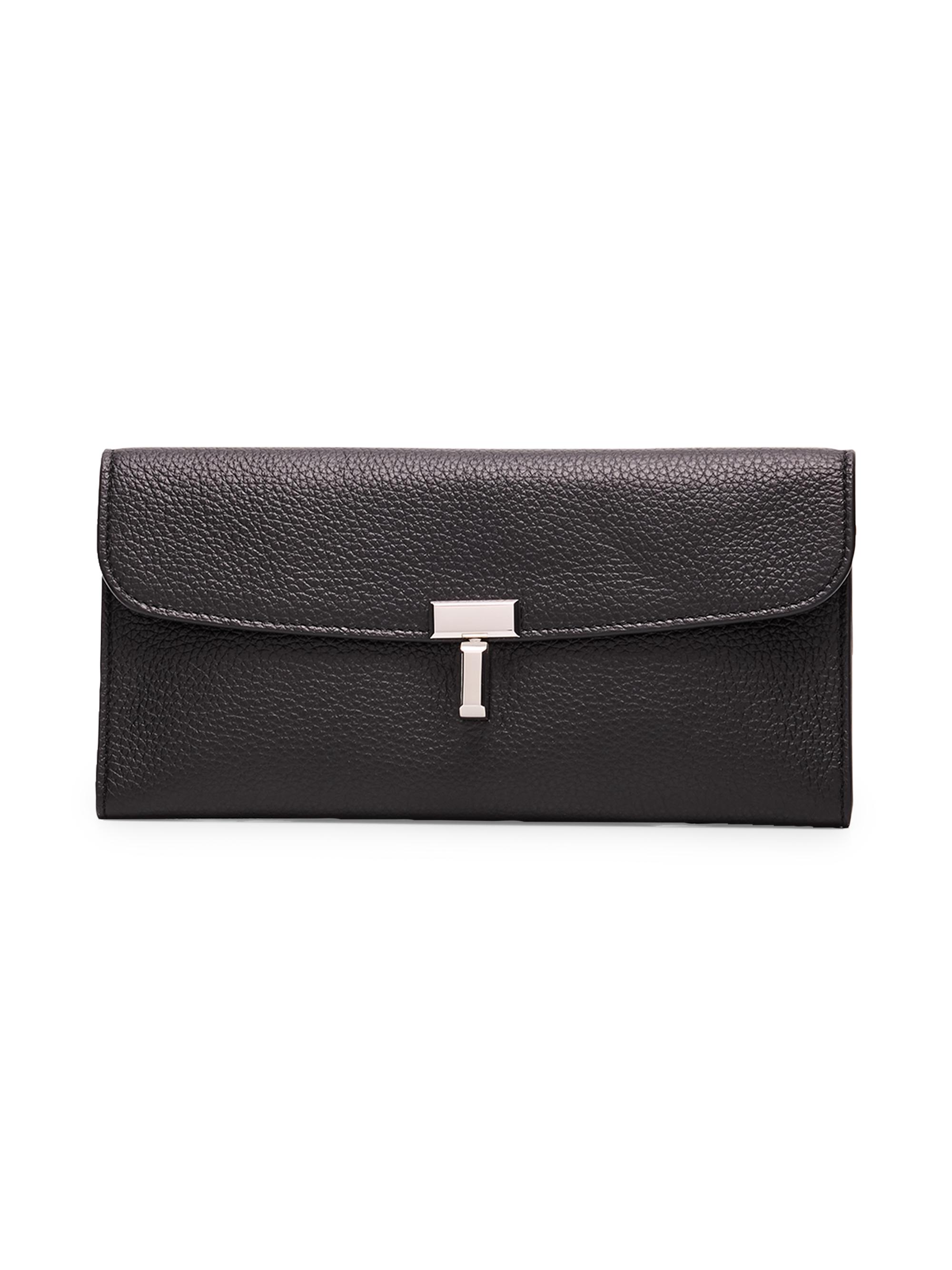 Toteme Women's Grained Leather Long Wallet - Black