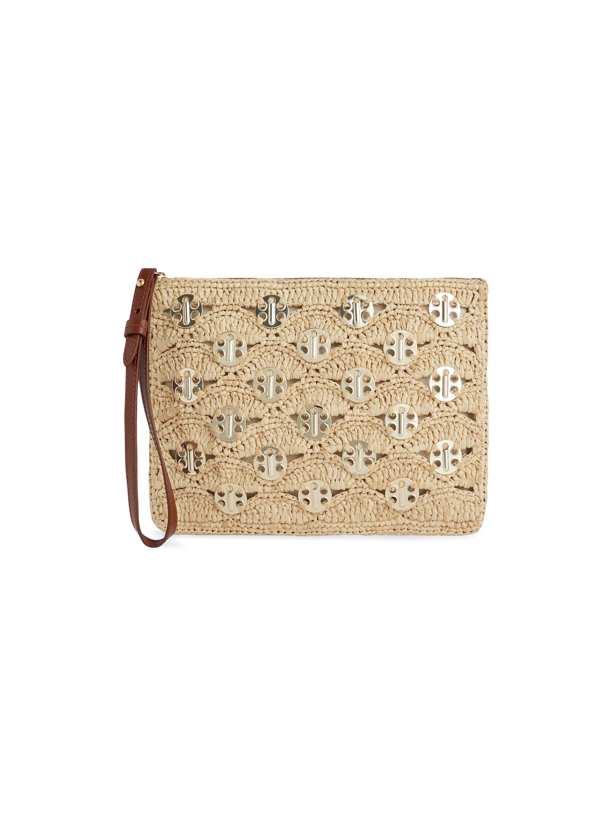 Rabanne Women's Embellished Raffia Wristlet Pouch - Gold
