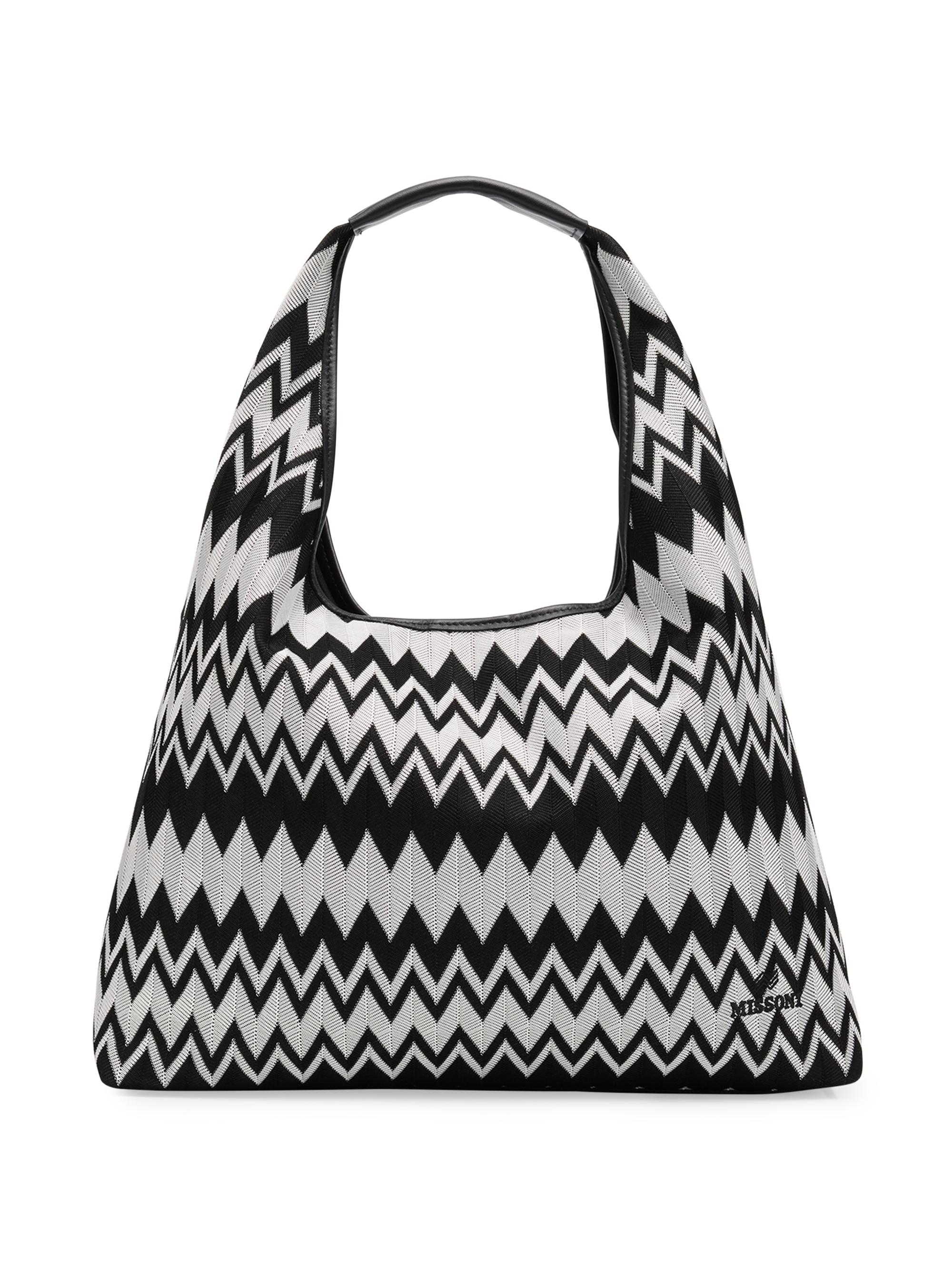 Missoni Women's  Optical Wave Cotton-Leather Hobo Bag - Black White
