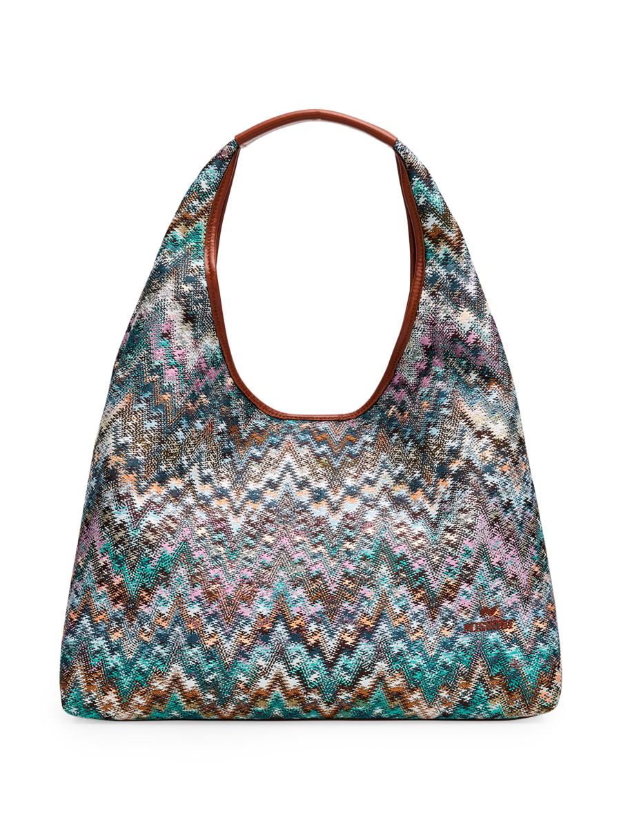 Missoni Women's Large Zigzag Hobo Bag In Blue