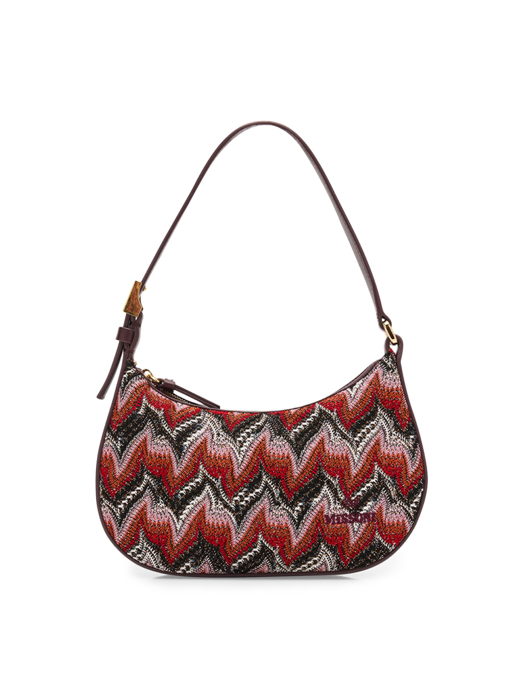 Missoni Women's Mini Chevron Raschel & Leather Hobo Bag - Red Multi