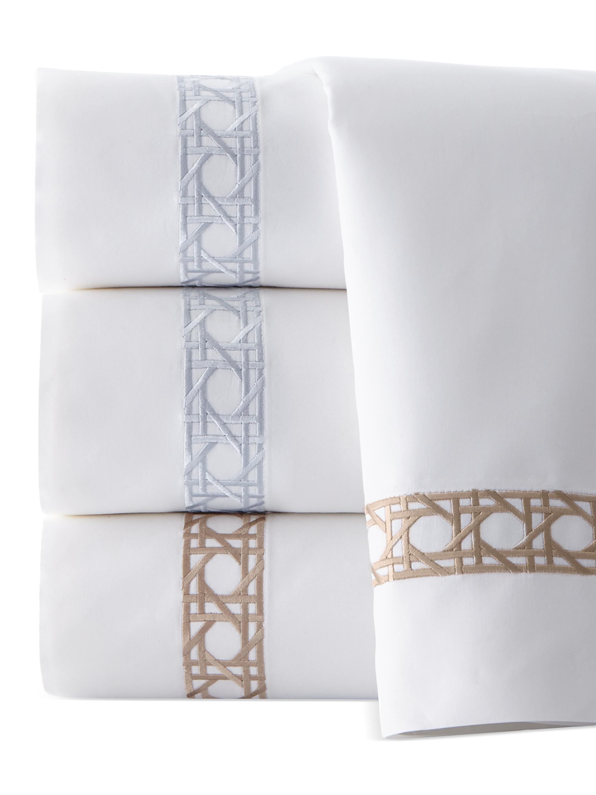 Sferra Cane II 4-Piece Embroidered Cotton Full Sheet Set - White Brown Full