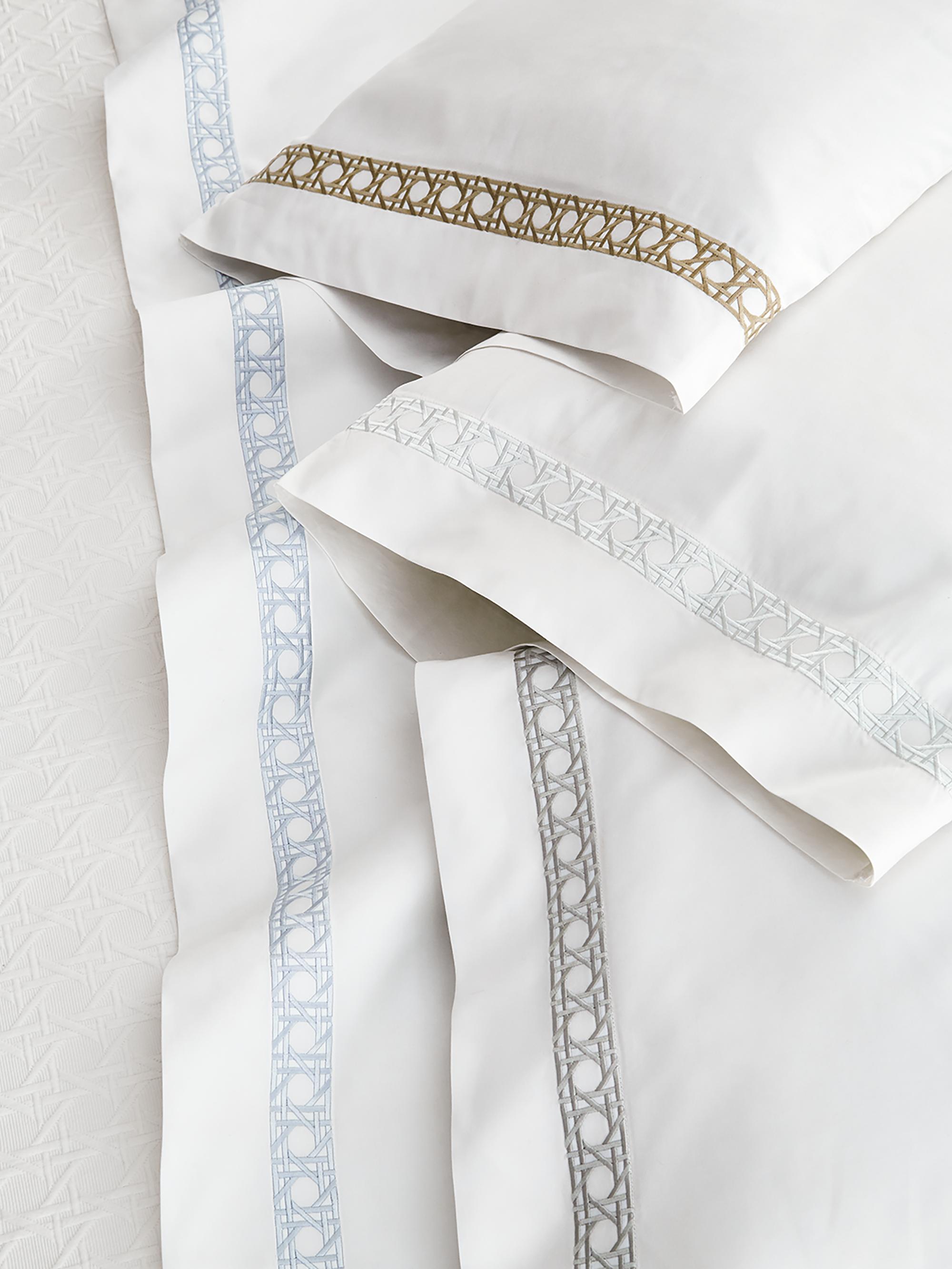 Sferra Cane Embroidered 2-Piece Pillowcase Set - White Brown King