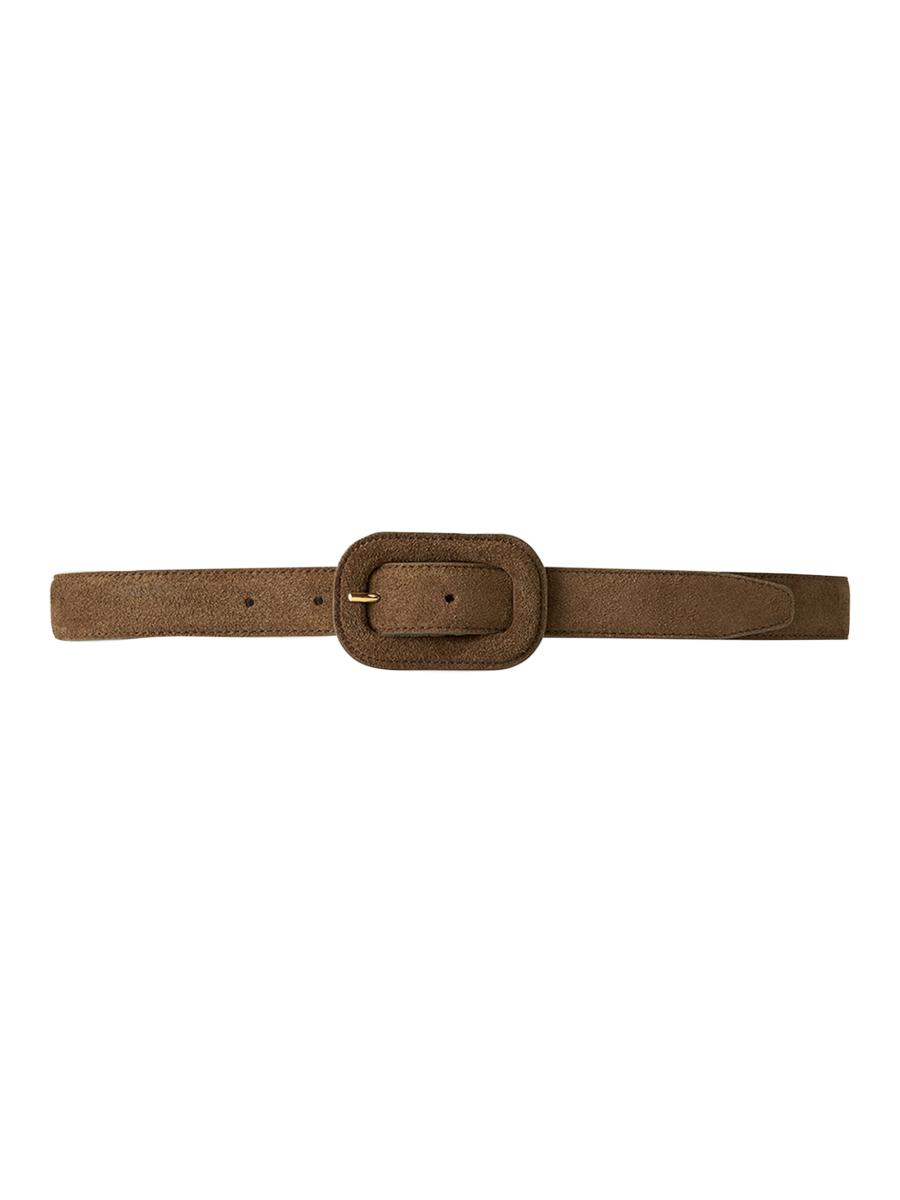 Totême Women's Wide Buckle Suede Belt In Brown