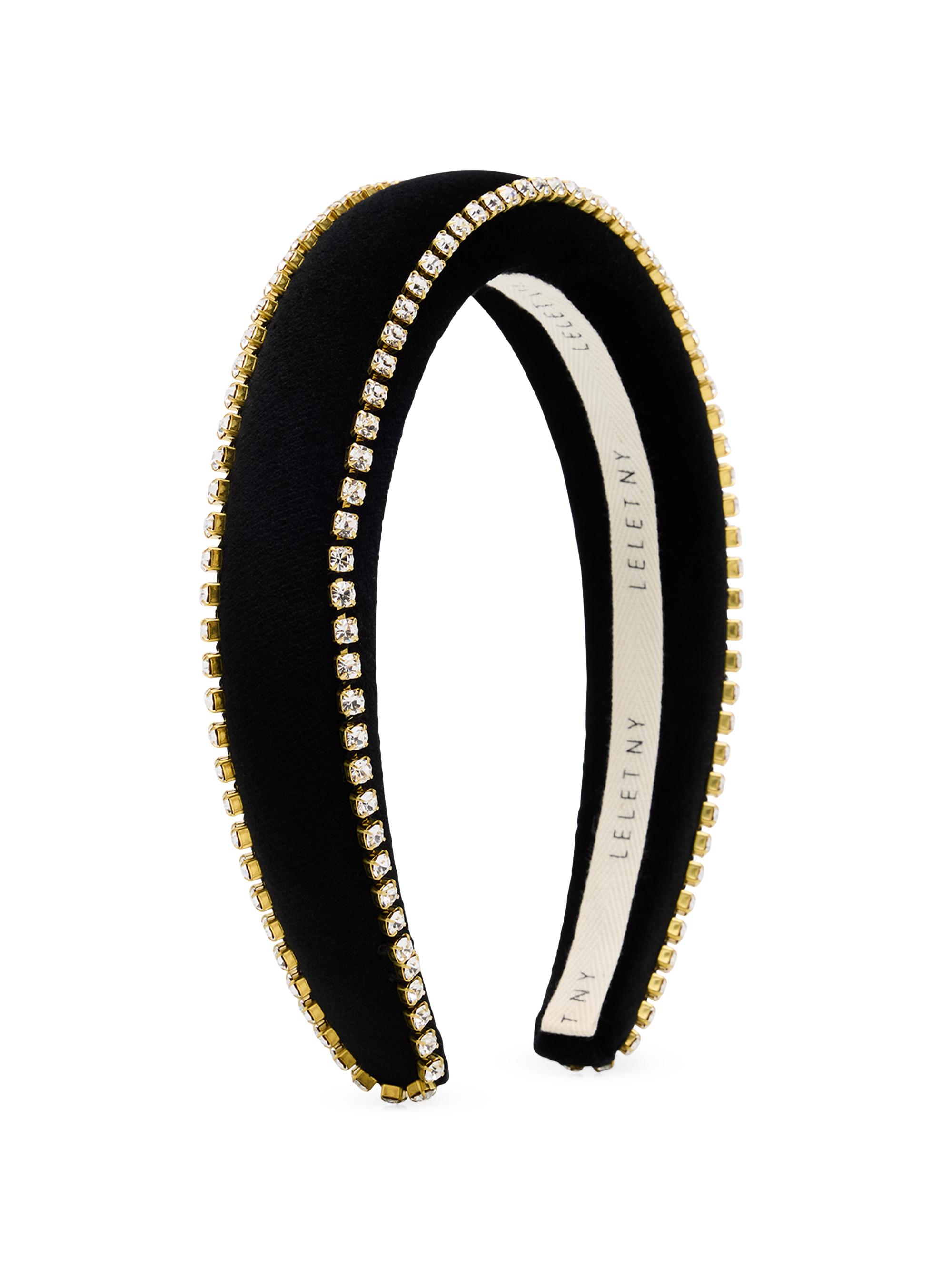 Lelet NY Women's Lily Crystal-Embellished Velvet Padded Headband - Black