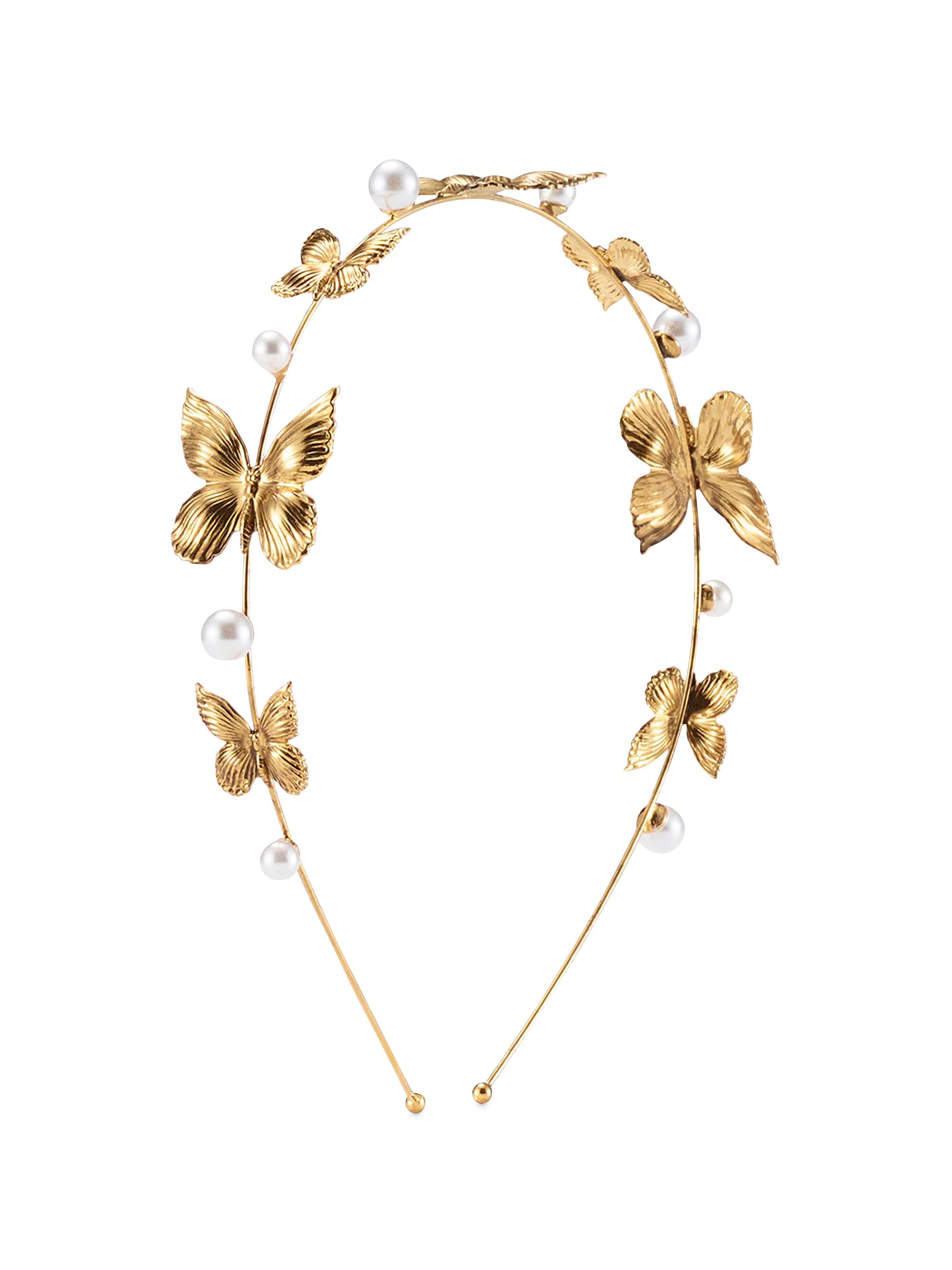 Lelet NY Women's Silvie Butterfly & Faux Pearl Headband - Gold