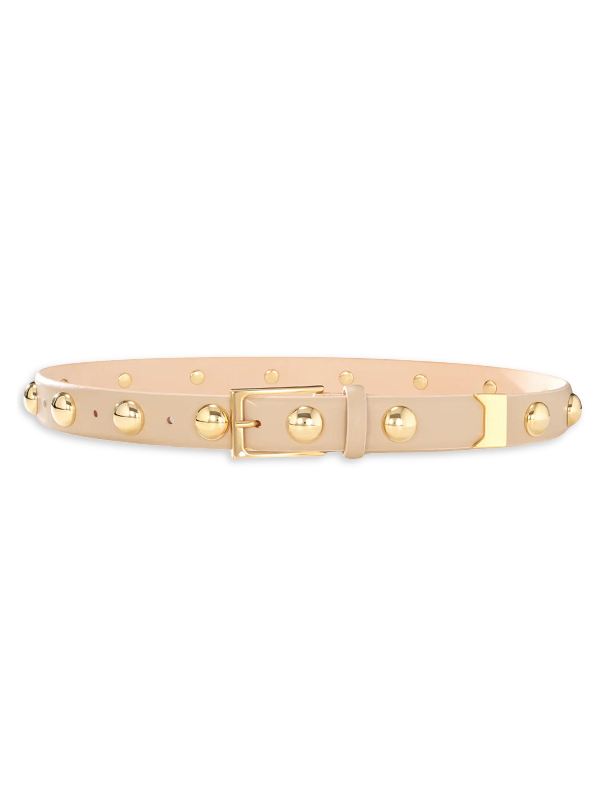 Aureum Collective Women's Studded Leather Belt - Beige