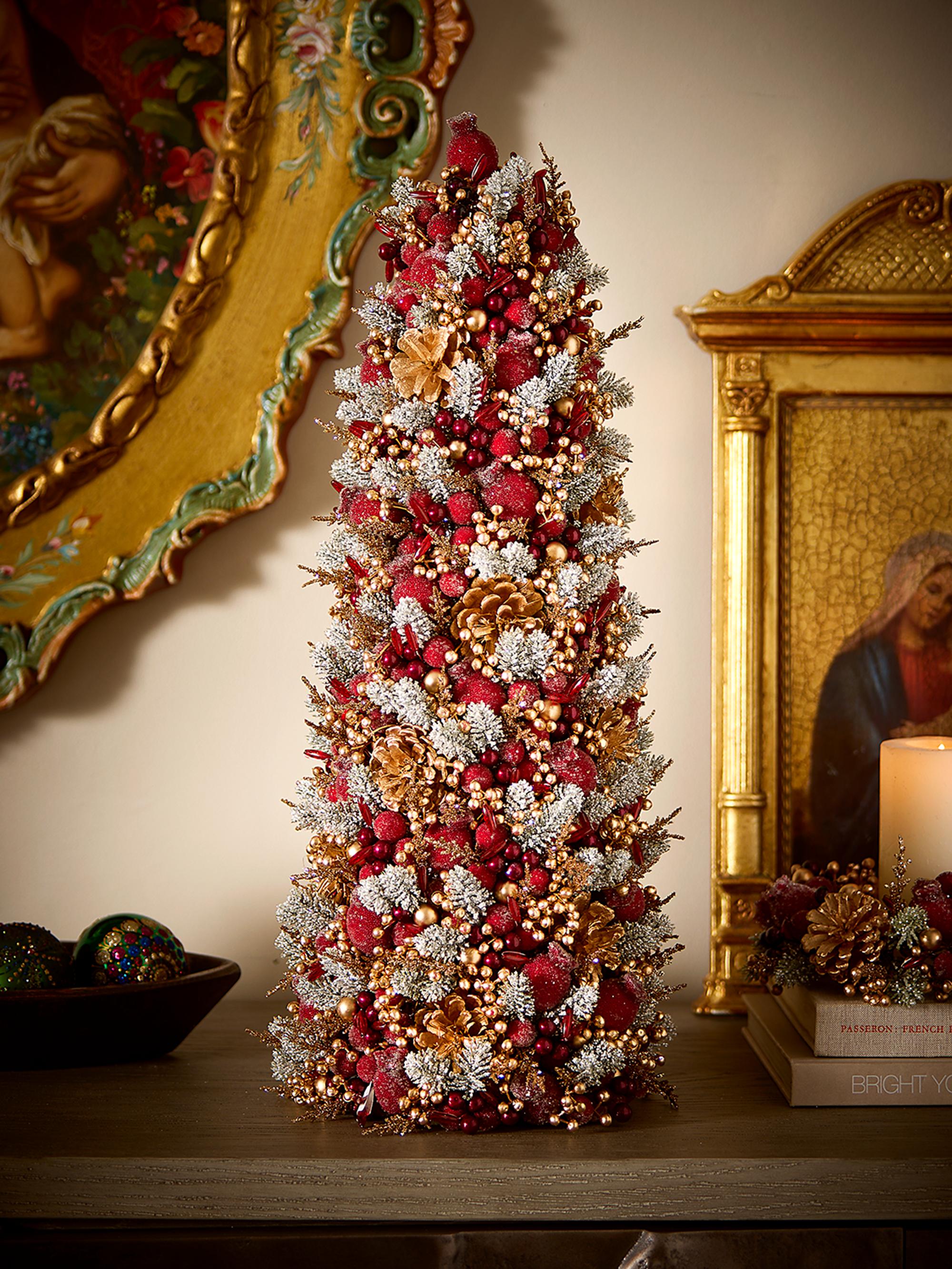 Salzburg Creations Glittering Garnet Tabletop Faux Christmas Tree