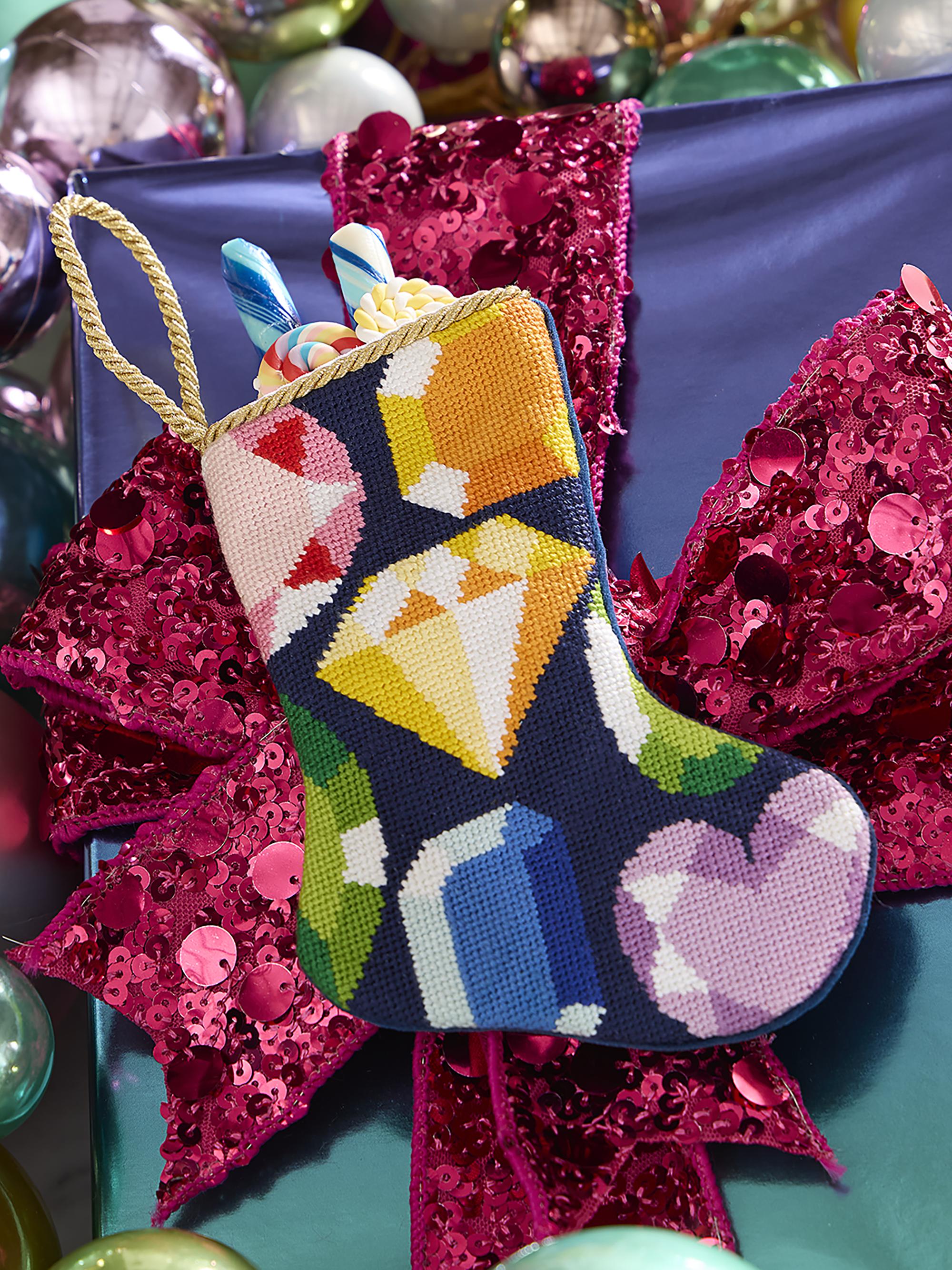 Bauble Stockings Cool Yule Jewel Needlepoint Mini Stocking Ornament