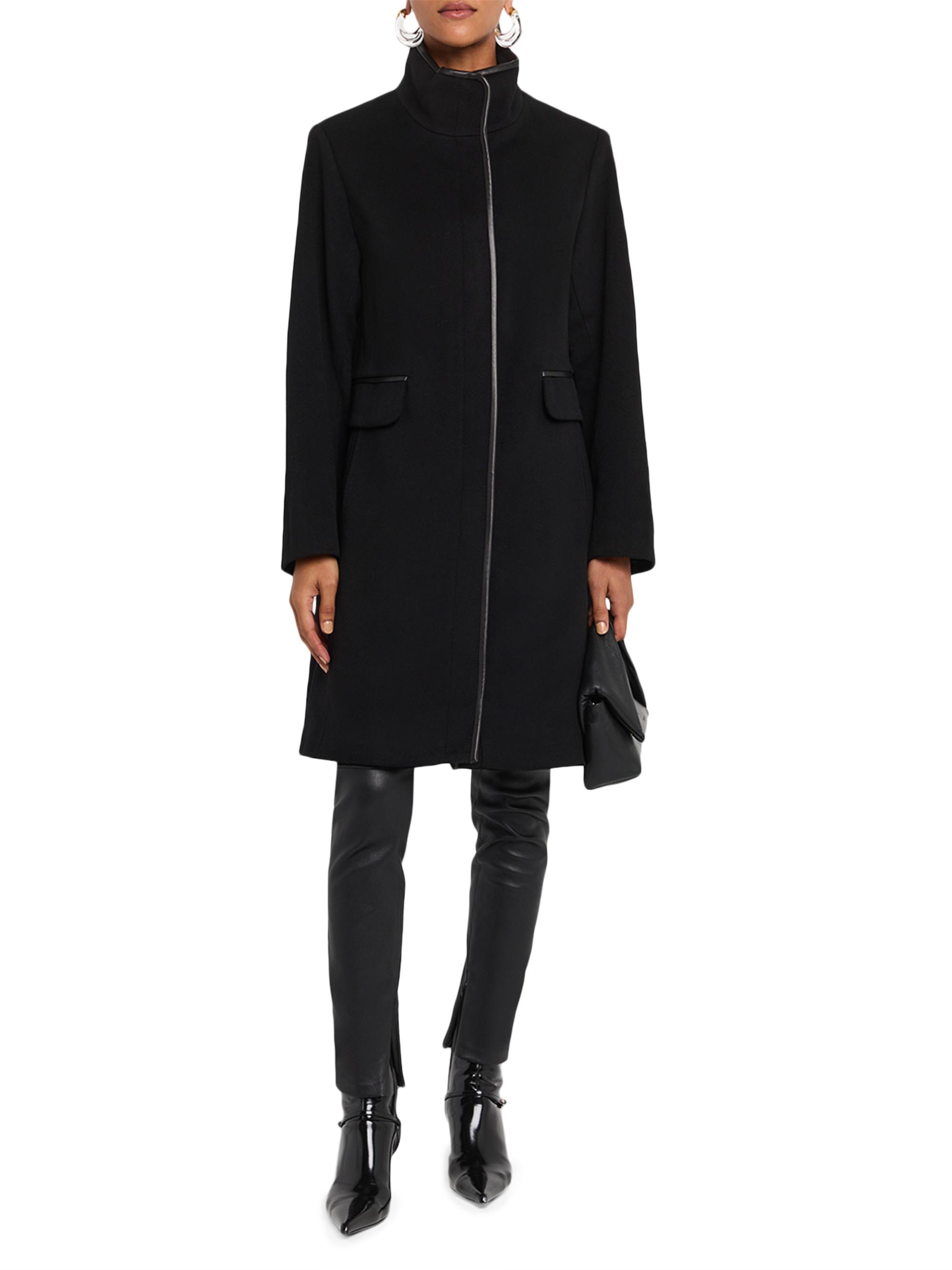 Fleurette Margaux Leather-Trim Wool Coat | Saks Fifth Avenue
