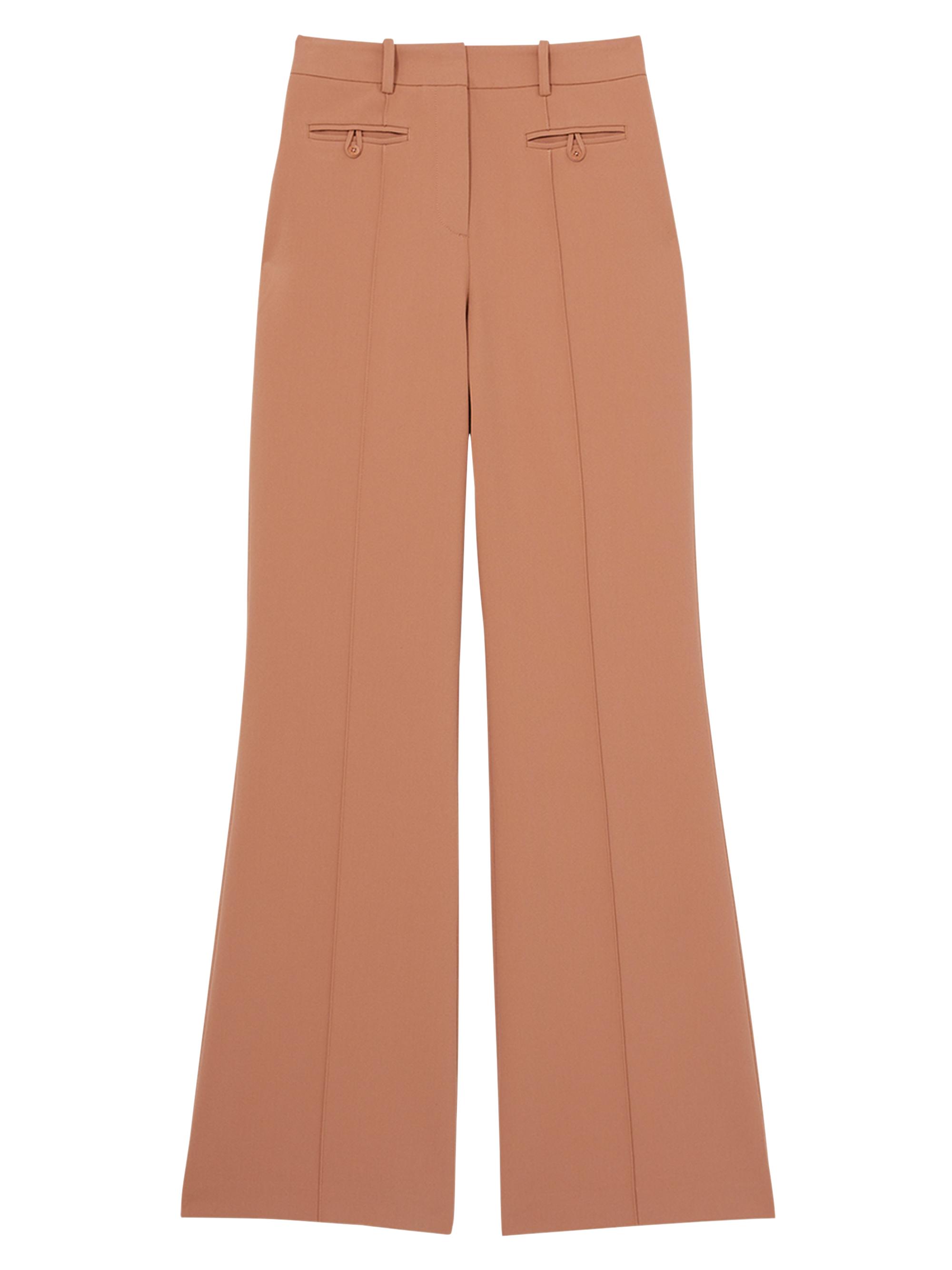 Reiss Atelier Women's Abbey Pintuck Flare-Leg Trousers - Tan