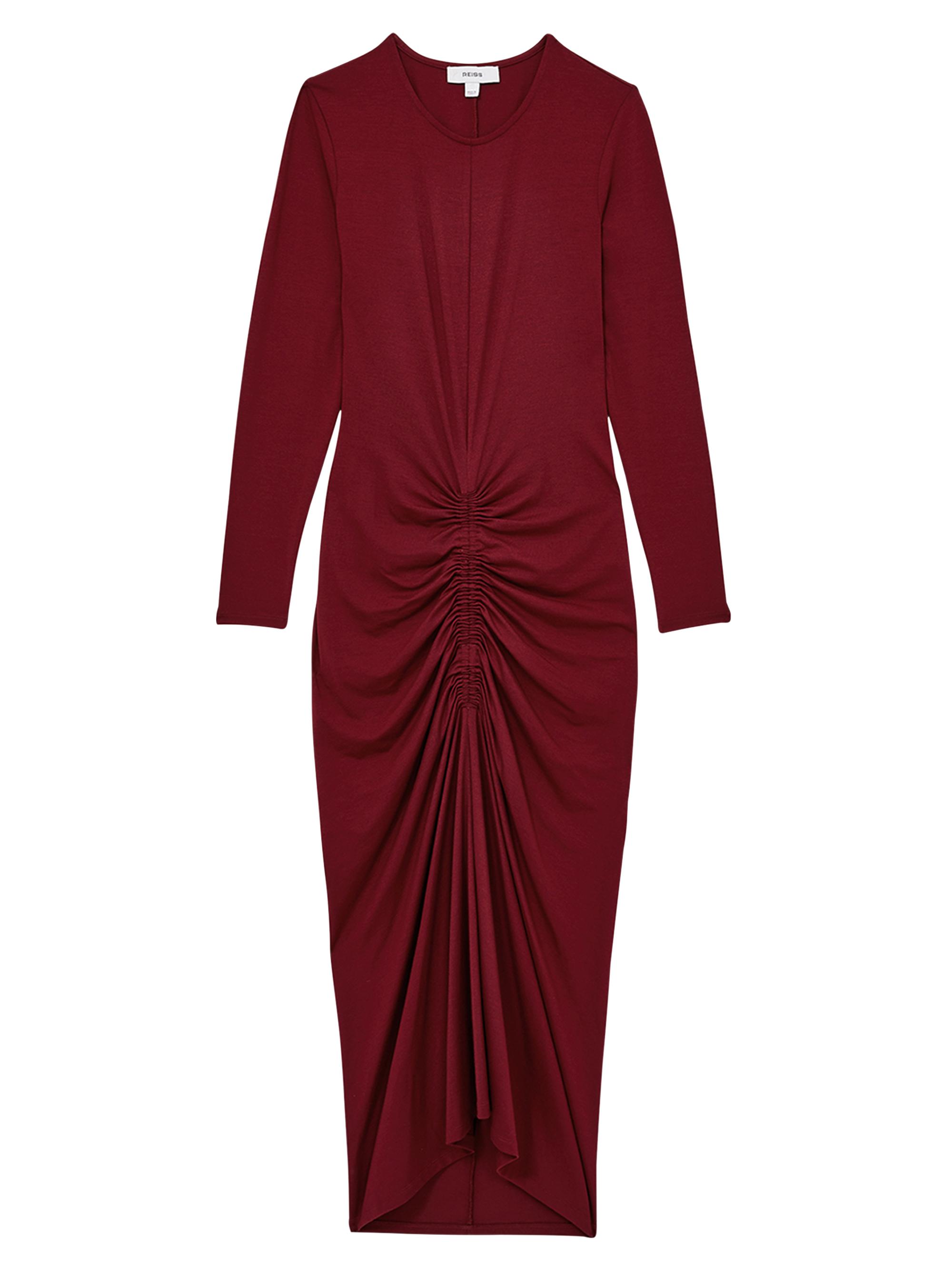 Reiss Atelier Women's Ginny Ruched Bodycon Midi-Dress - Dark Red