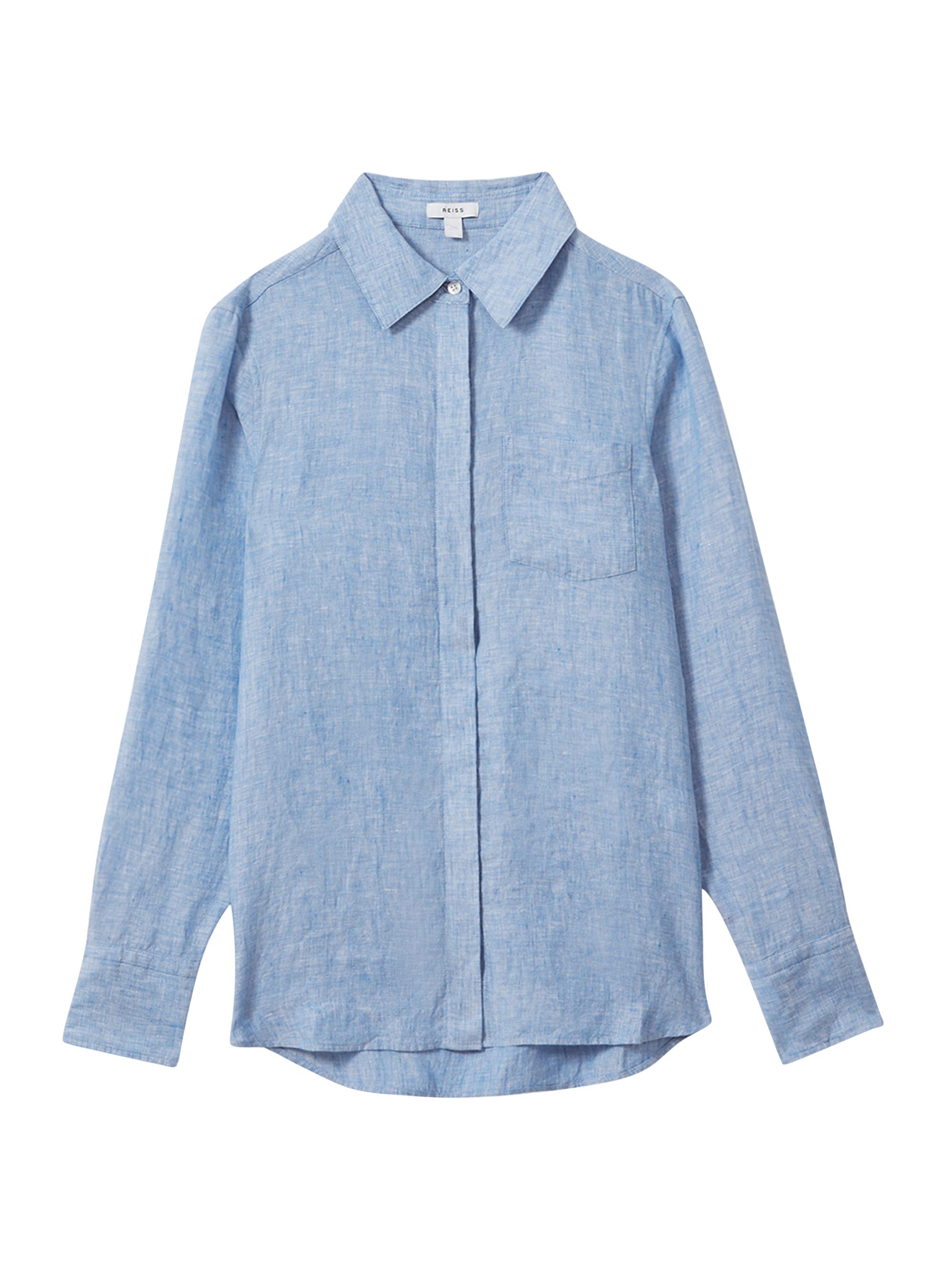 Reiss Atelier Women's Belle Linen Button-Front Shirt - Blue