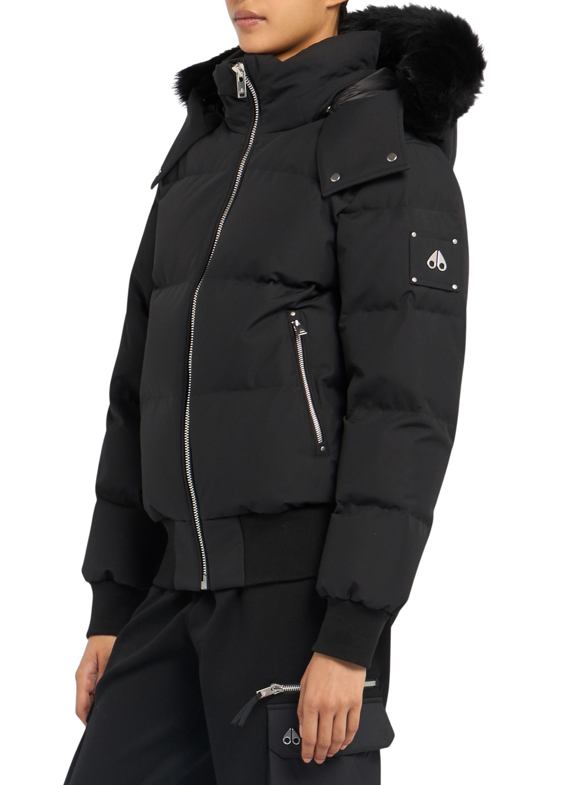 Moose Knuckles Cloud Shearling-Trim Bomber-Style Jacket | Saks