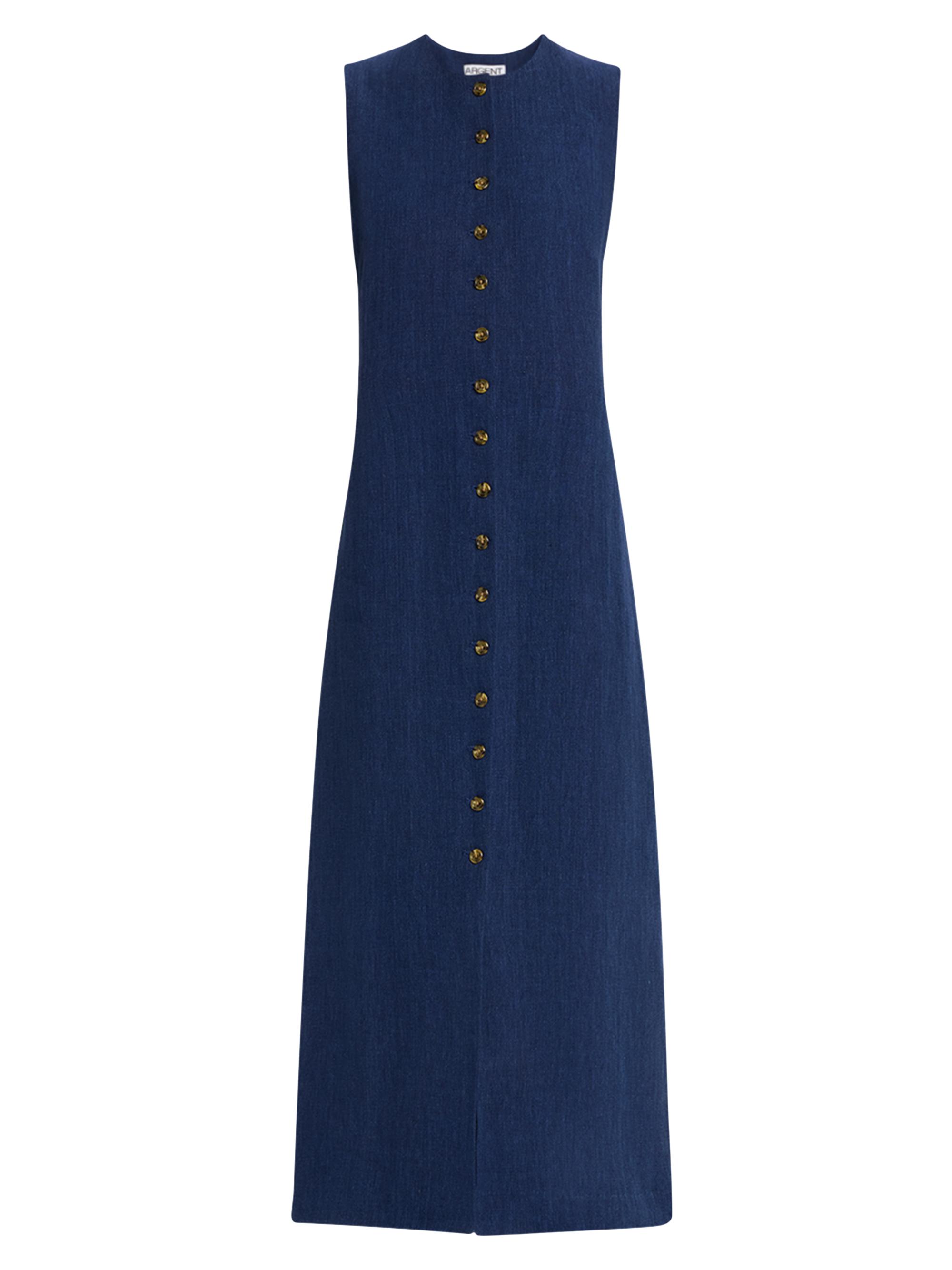 Argent Women's Linen Button-Front Midi-Dress - Blue