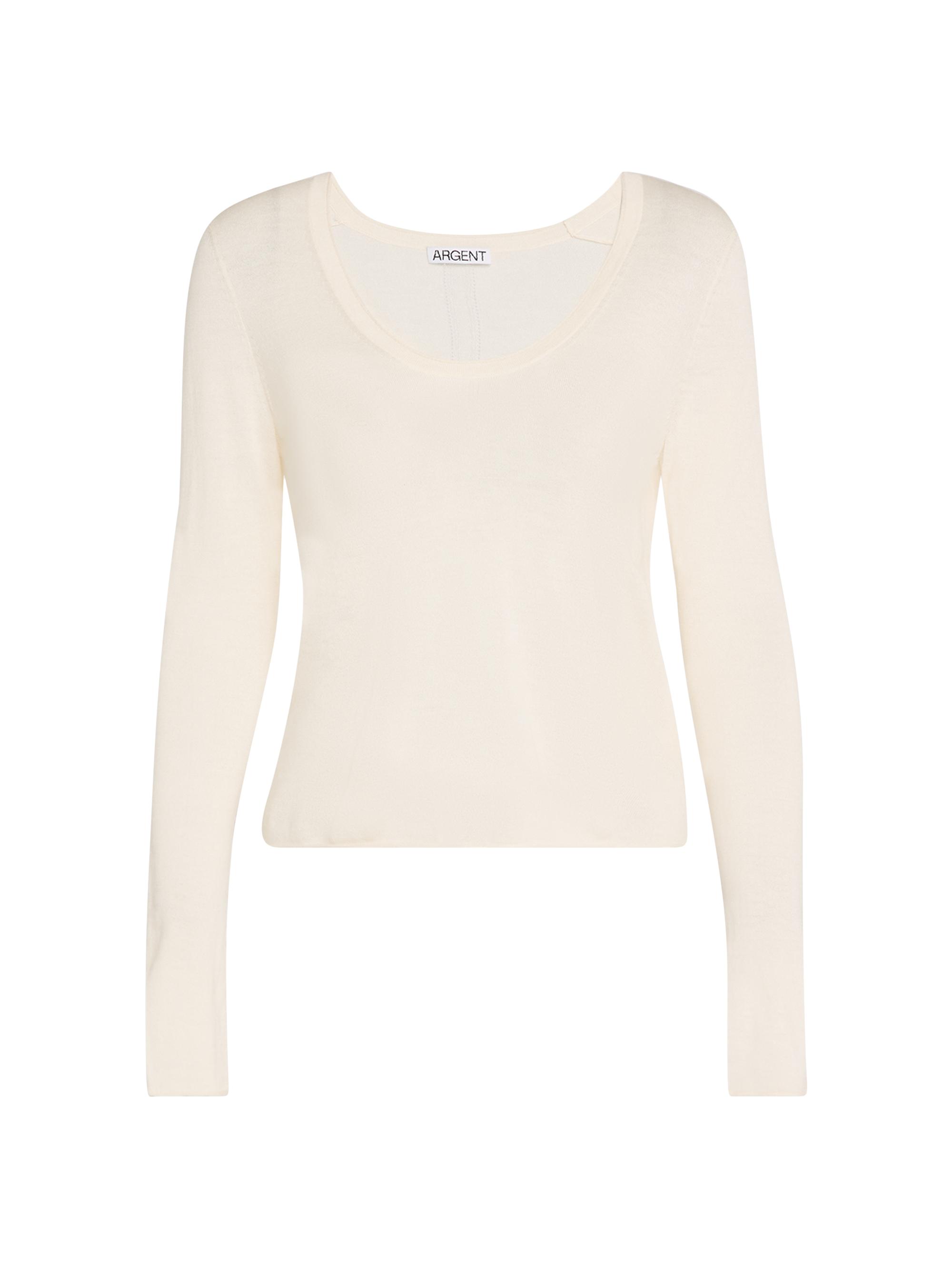 Argent Women's Merino Wool & Silk Pointelle Top - White