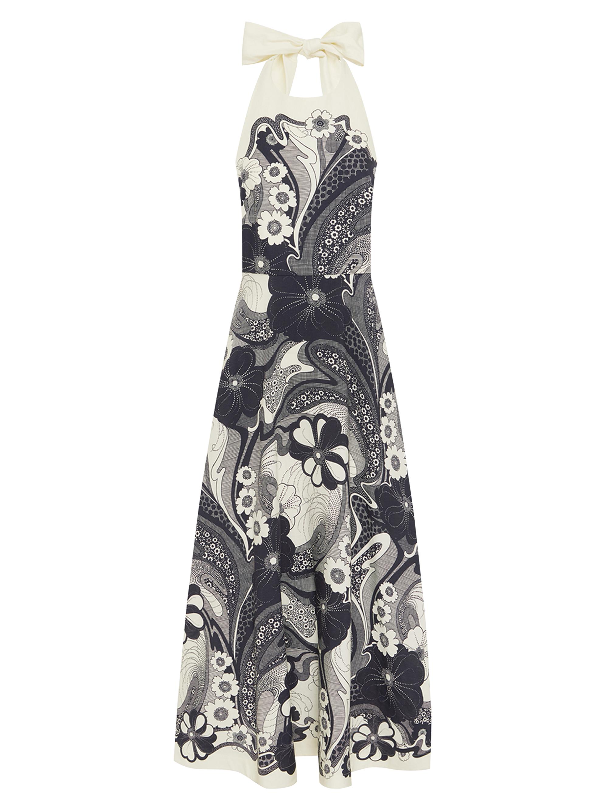 ALEMAIS Women's Mickey Floral Halter Dress - Blue White