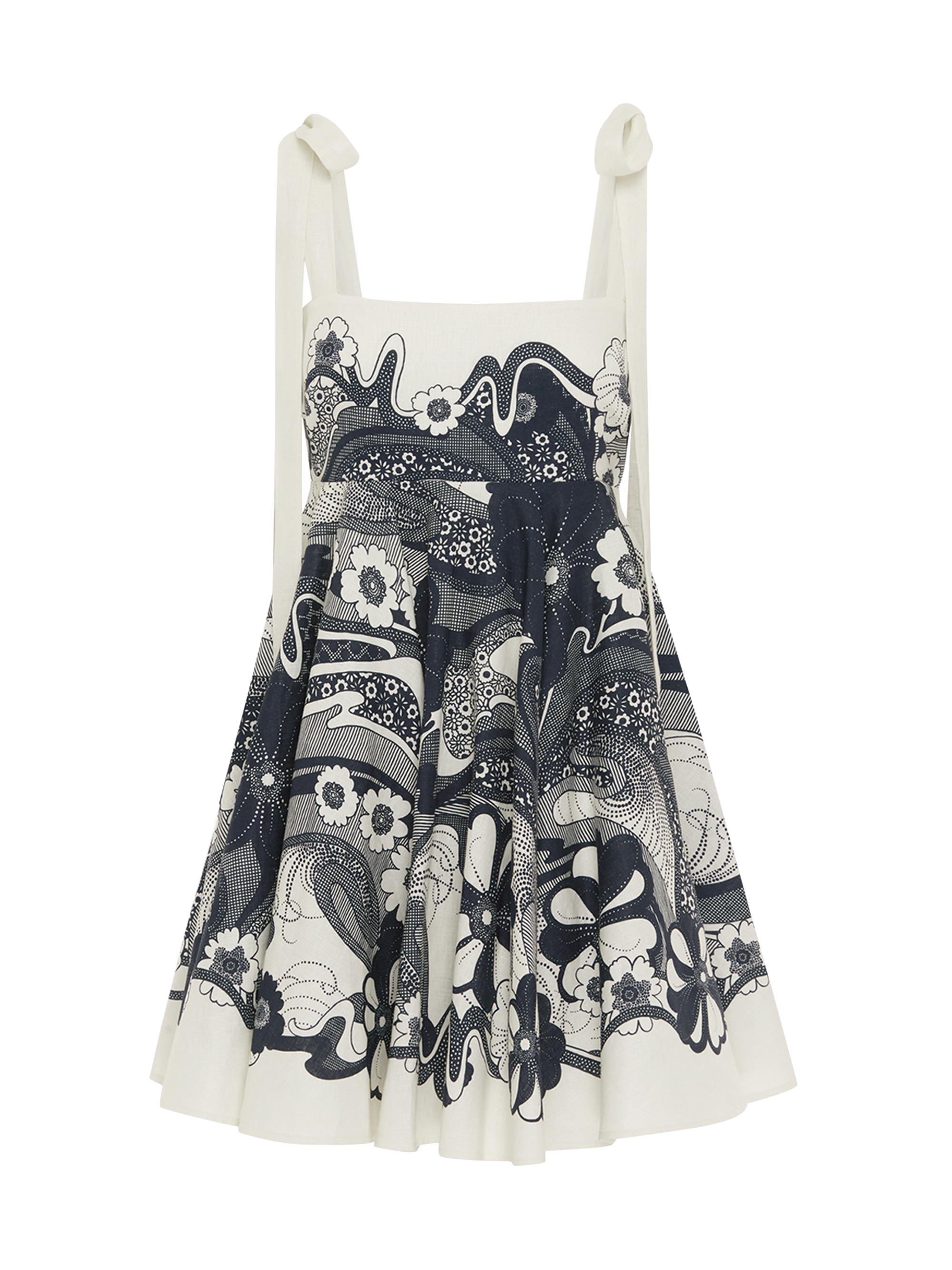 ALEMAIS Women's Mickey Floral Linen Minidress - Blue White